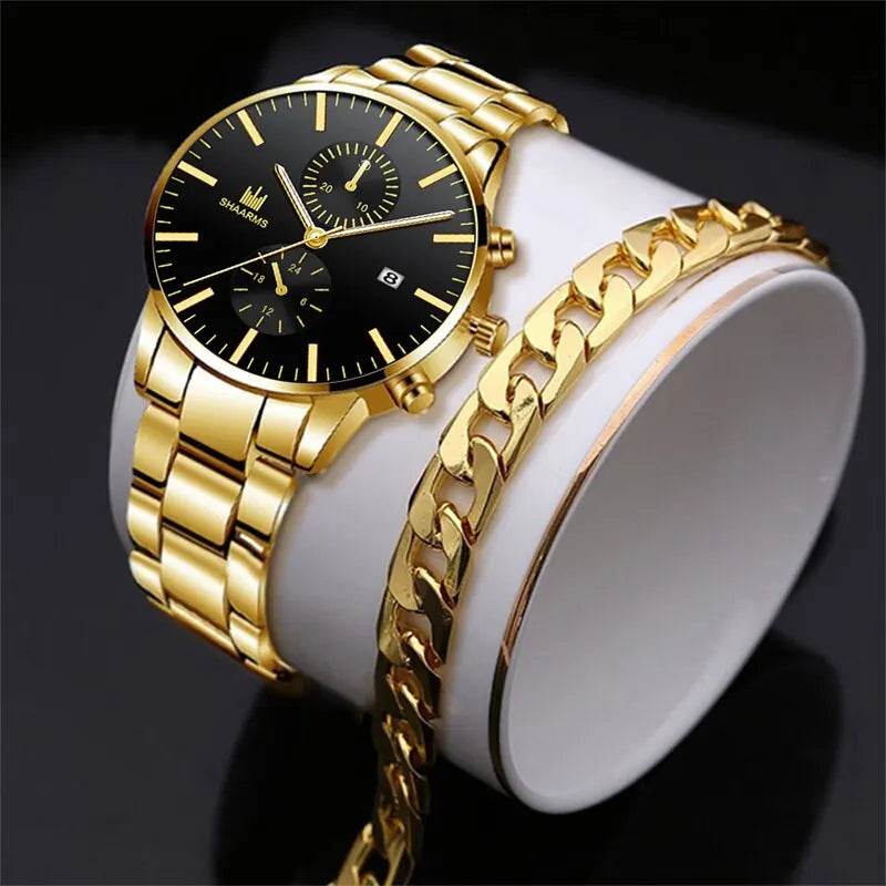 Luxury Stainless Steel Watch & Bracelet Set (Buy 2 Get 1 Free) - Image 8