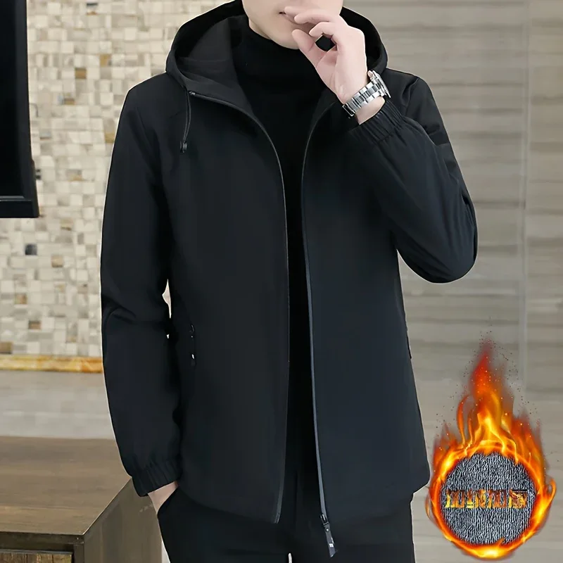 Men'S Heavy-Duty Fleece Jacket - Windproof Zip-Up Coat with Full-Zip Closure, Hooded Winter Coat for Cold Weather, Non-Stretch Fabric for Everyday & Formal Events - Image 13