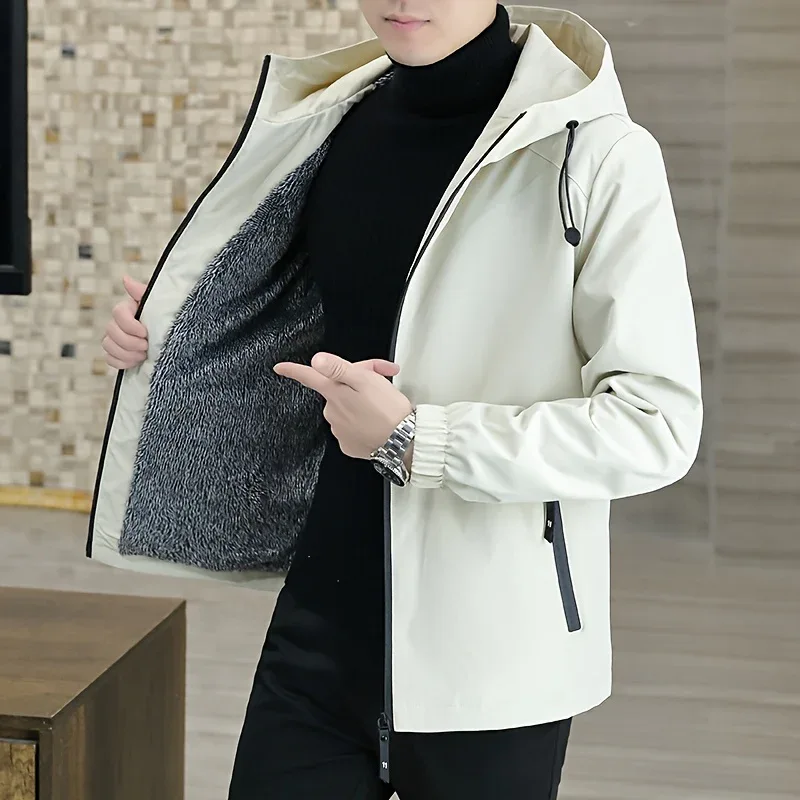 Men'S Heavy-Duty Fleece Jacket - Windproof Zip-Up Coat with Full-Zip Closure, Hooded Winter Coat for Cold Weather, Non-Stretch Fabric for Everyday & Formal Events - Image 14