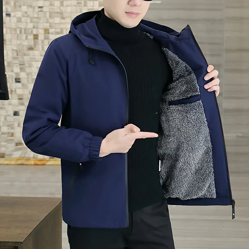 Men'S Heavy-Duty Fleece Jacket - Windproof Zip-Up Coat with Full-Zip Closure, Hooded Winter Coat for Cold Weather, Non-Stretch Fabric for Everyday & Formal Events - Image 24