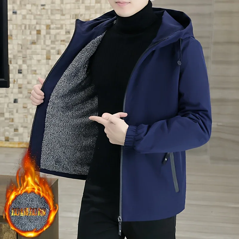 Men'S Heavy-Duty Fleece Jacket - Windproof Zip-Up Coat with Full-Zip Closure, Hooded Winter Coat for Cold Weather, Non-Stretch Fabric for Everyday & Formal Events - Image 25