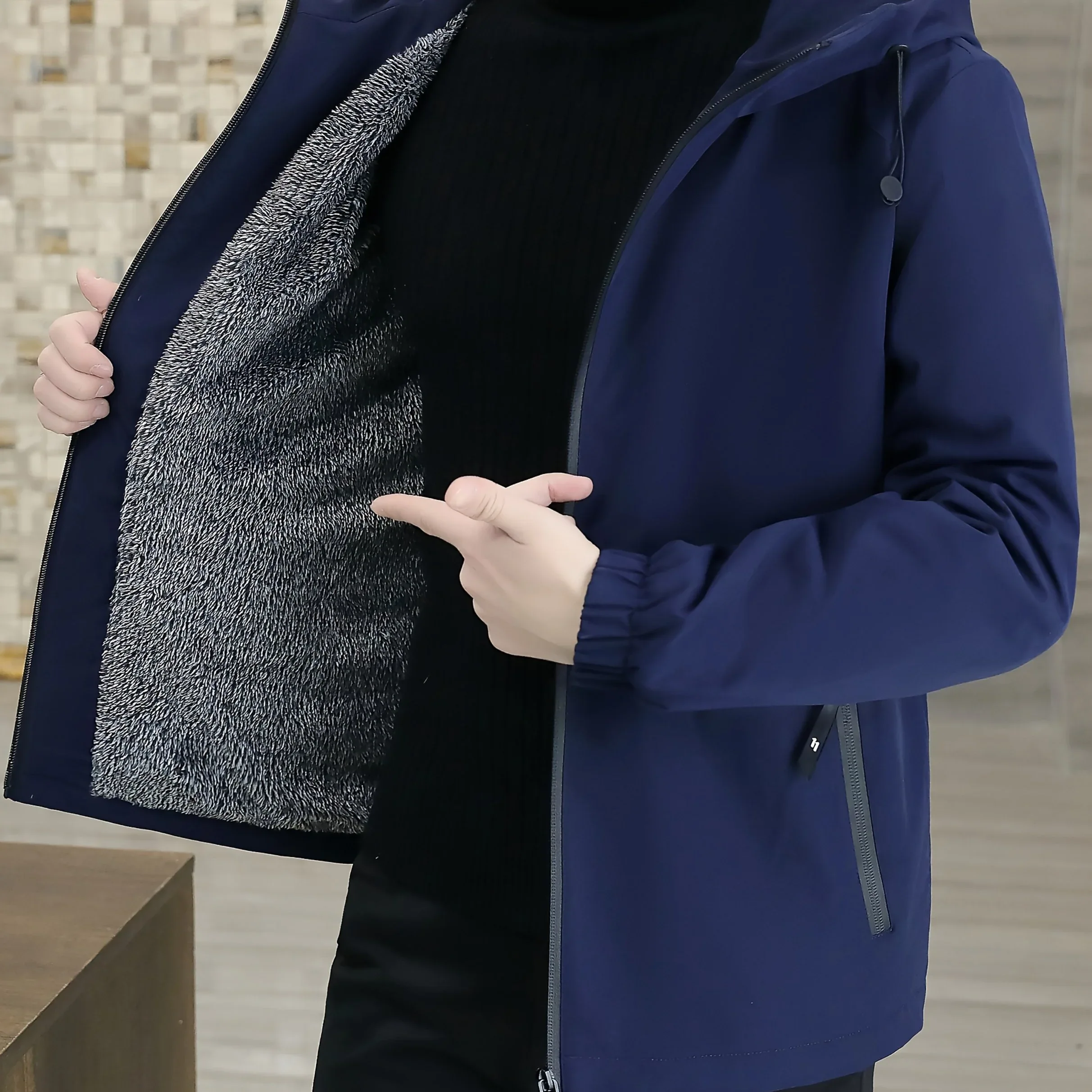 Men'S Heavy-Duty Fleece Jacket - Windproof Zip-Up Coat with Full-Zip Closure, Hooded Winter Coat for Cold Weather, Non-Stretch Fabric for Everyday & Formal Events - Image 28