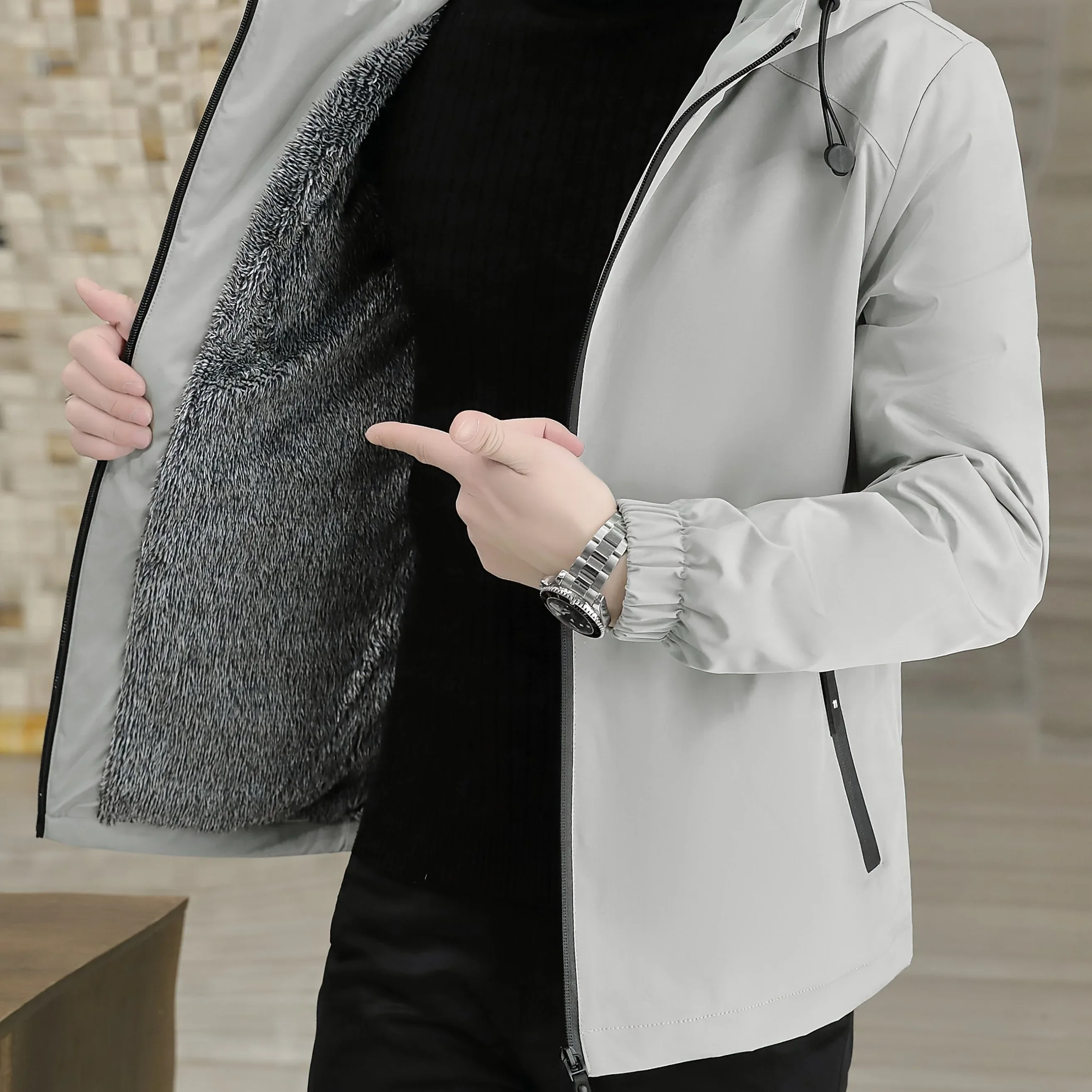 Men'S Heavy-Duty Fleece Jacket - Windproof Zip-Up Coat with Full-Zip Closure, Hooded Winter Coat for Cold Weather, Non-Stretch Fabric for Everyday & Formal Events - Image 29