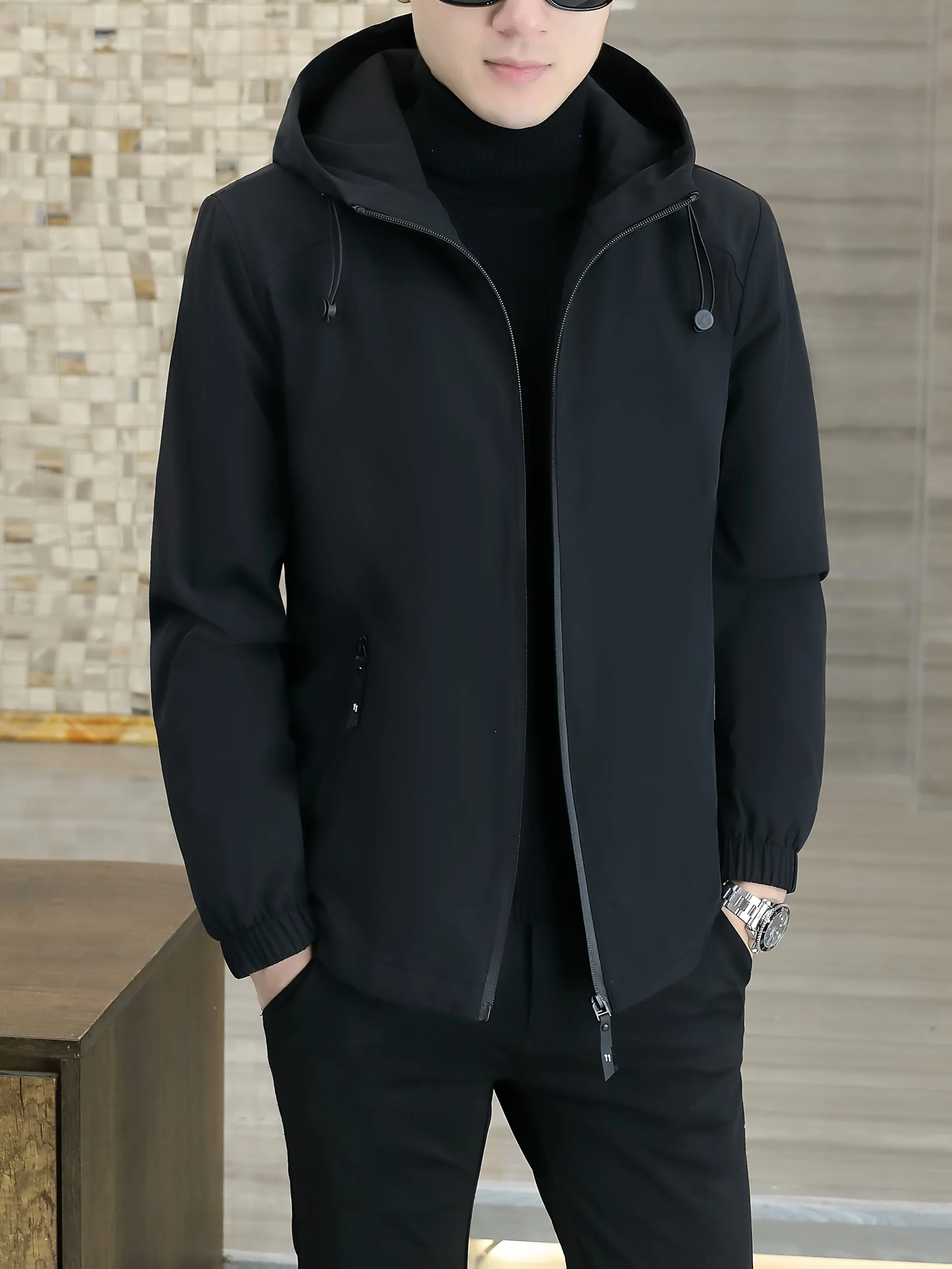 Men'S Heavy-Duty Fleece Jacket - Windproof Zip-Up Coat with Full-Zip Closure, Hooded Winter Coat for Cold Weather, Non-Stretch Fabric for Everyday & Formal Events - Image 9