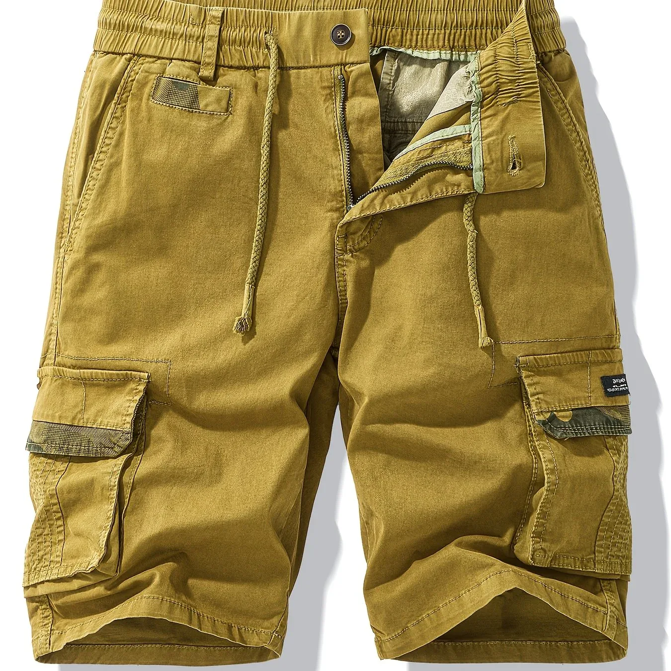 Men'S Heavy-Duty Work Shorts - Olive Green Cargo Pants with Multiple Utility Pockets, Non- Fabric for Construction, Outdoor, Everyday Casual - Adjustable Drawstring Waist - Model 9385, Outdoor Apparel, Functional Design, Dura - Image 23