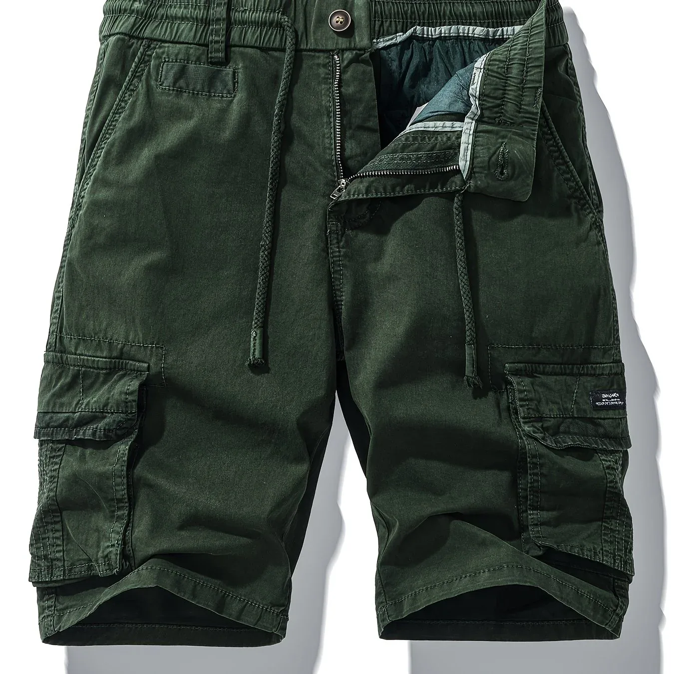 Men'S Heavy-Duty Work Shorts - Olive Green Cargo Pants with Multiple Utility Pockets, Non- Fabric for Construction, Outdoor, Everyday Casual - Adjustable Drawstring Waist - Model 9385, Outdoor Apparel, Functional Design, Dura - Image 24