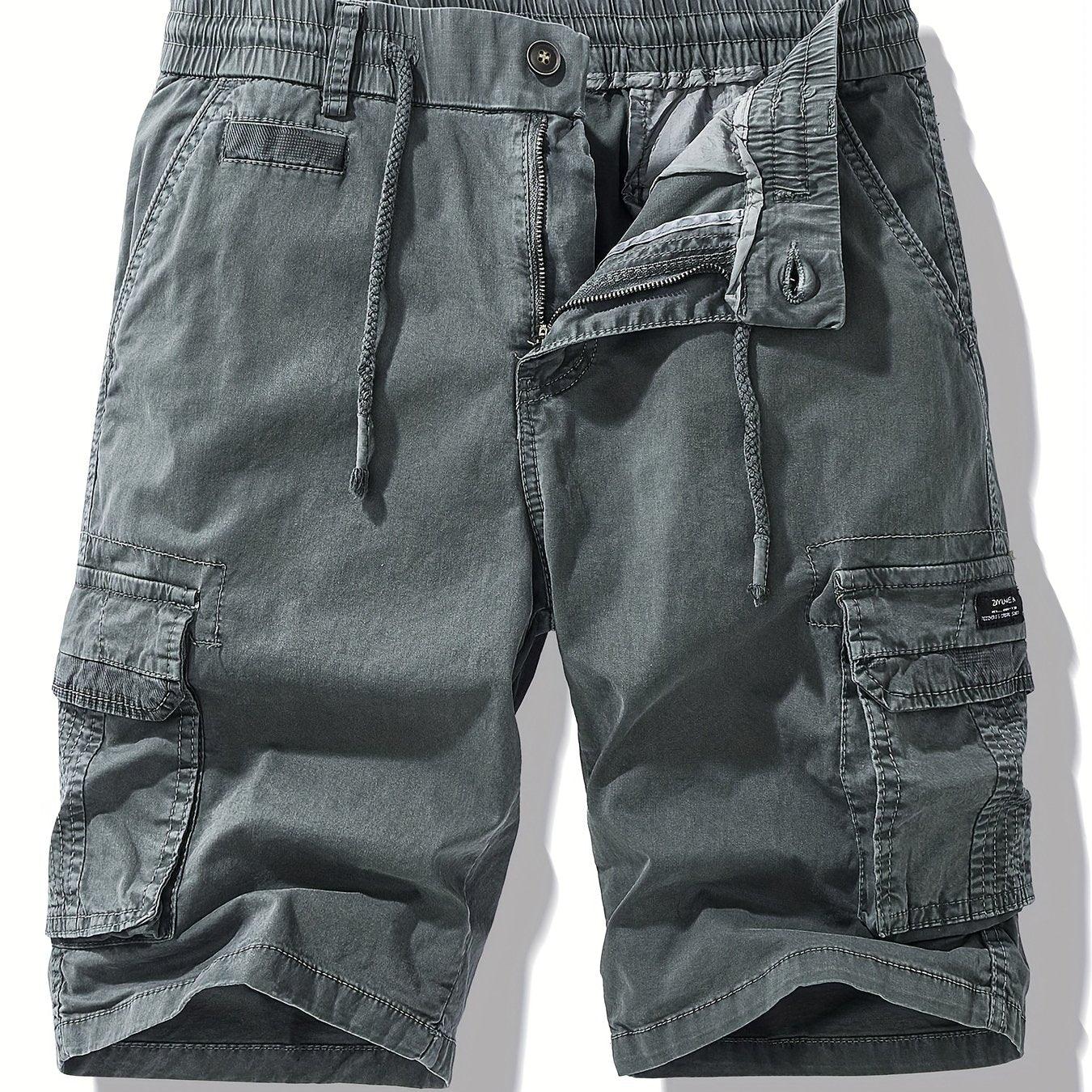 Men'S Heavy-Duty Work Shorts - Olive Green Cargo Pants with Multiple Utility Pockets, Non- Fabric for Construction, Outdoor, Everyday Casual - Adjustable Drawstring Waist - Model 9385, Outdoor Apparel, Functional Design, Dura - Image 25