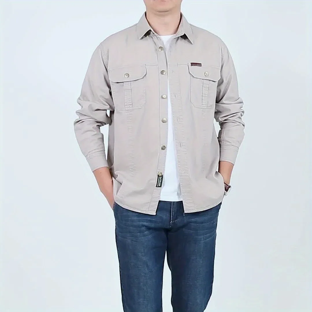 Men's Heavyweight Long Sleeve Shirt - Button-Up Formal & informal Shirt in, Classic Collar, Chest Pocket - Machine Washable Work, Outdoor, Everyday Shirt for Men - Spring/Fall Essential, Outdoor Casual Wear, Nonstretch Fabric - Image 11