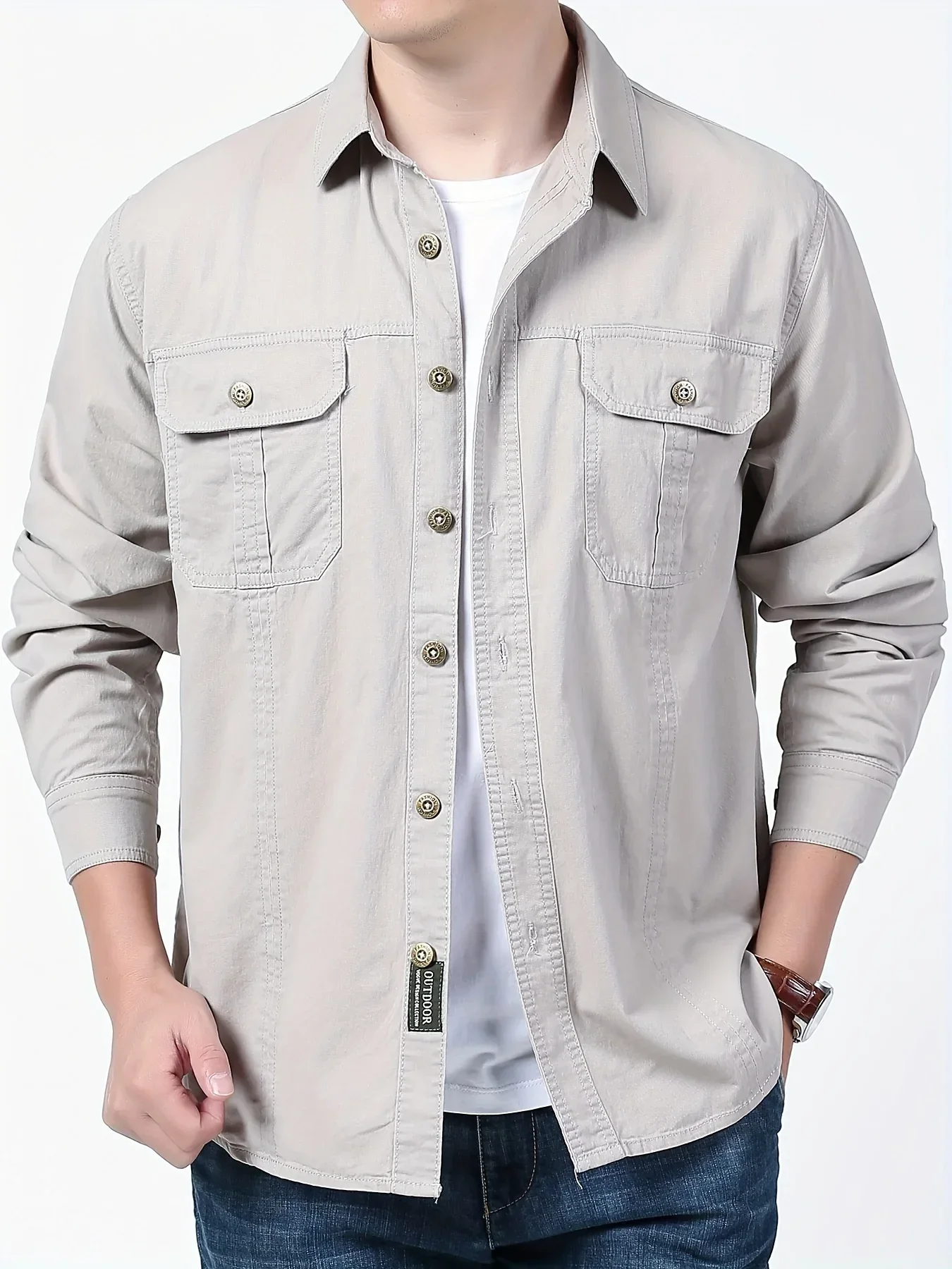Men's Heavyweight Long Sleeve Shirt - Button-Up Formal & informal Shirt in, Classic Collar, Chest Pocket - Machine Washable Work, Outdoor, Everyday Shirt for Men - Spring/Fall Essential, Outdoor Casual Wear, Nonstretch Fabric - Image 15