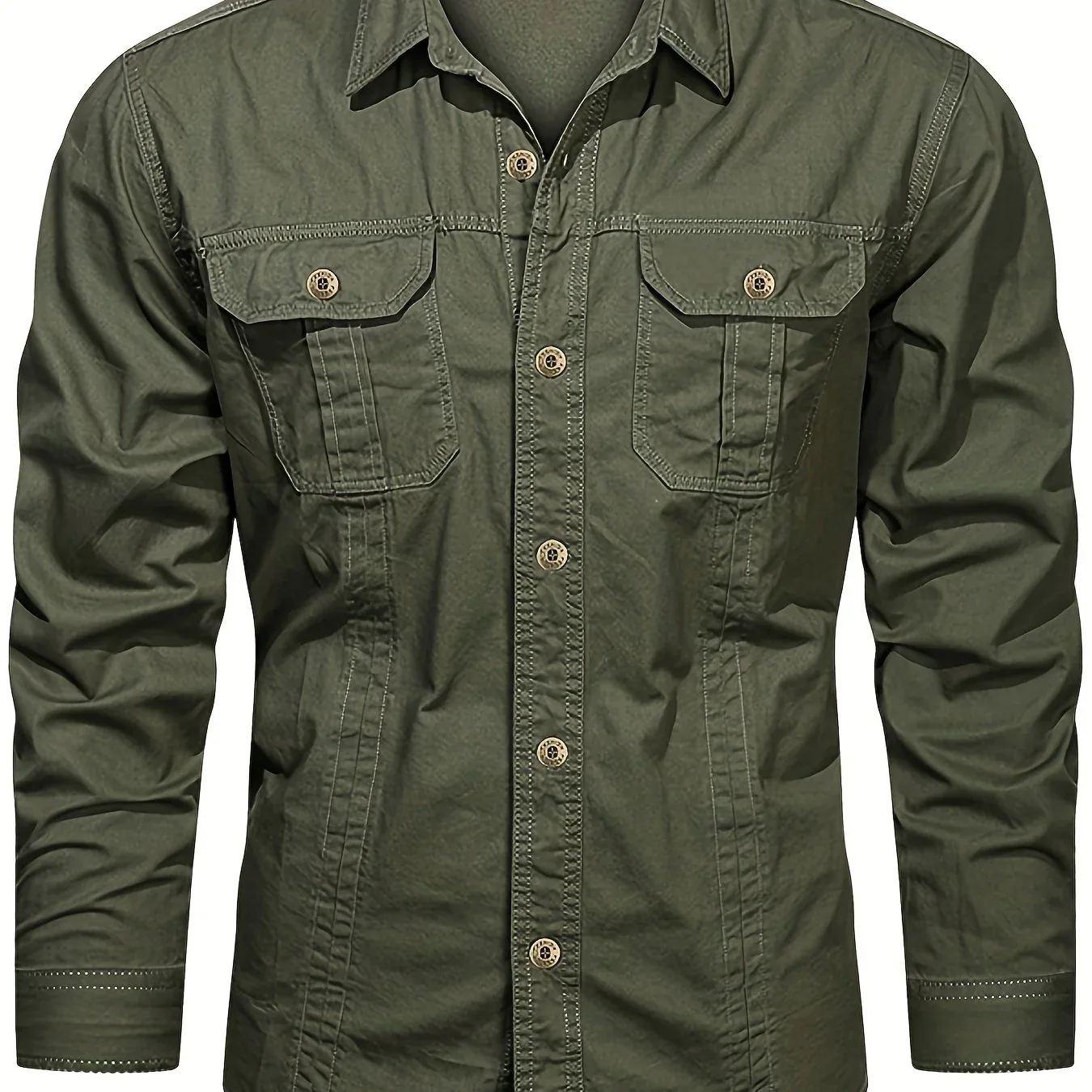 Men's Heavyweight Long Sleeve Shirt - Button-Up Formal & informal Shirt in, Classic Collar, Chest Pocket - Machine Washable Work, Outdoor, Everyday Shirt for Men - Spring/Fall Essential, Outdoor Casual Wear, Nonstretch Fabric - Image 17