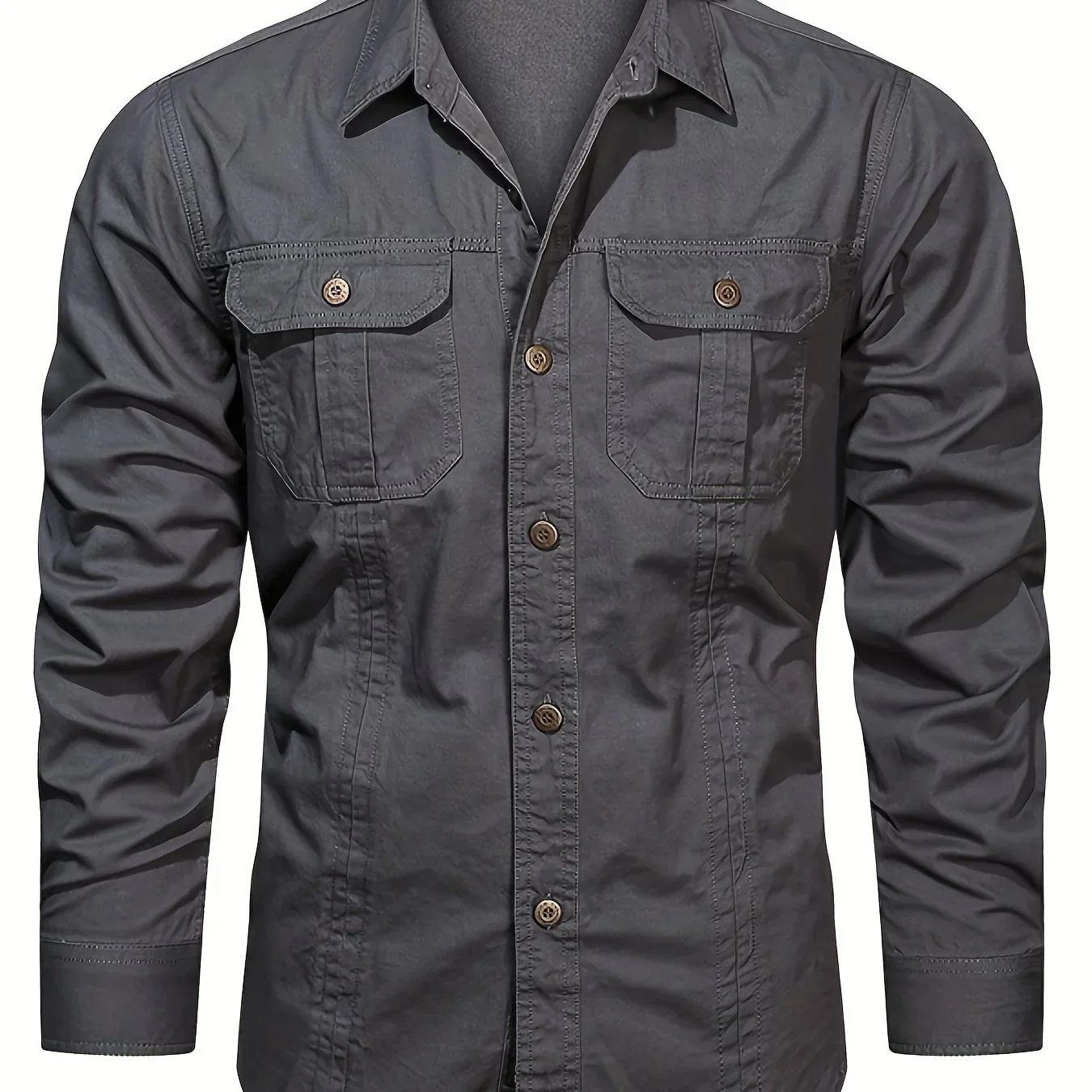 Men's Heavyweight Long Sleeve Shirt - Button-Up Formal & informal Shirt in, Classic Collar, Chest Pocket - Machine Washable Work, Outdoor, Everyday Shirt for Men - Spring/Fall Essential, Outdoor Casual Wear, Nonstretch Fabric - Image 19
