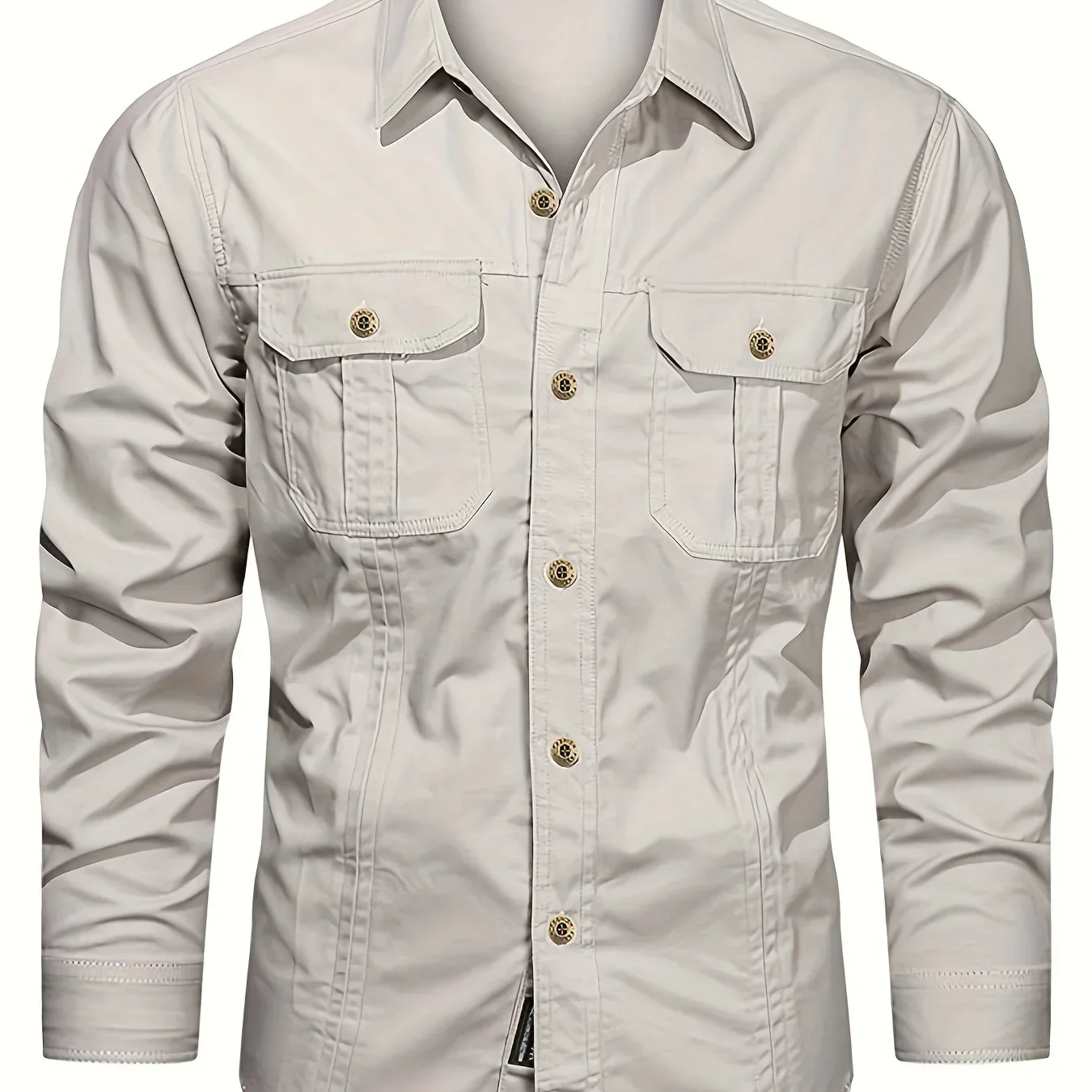 Men's Heavyweight Long Sleeve Shirt - Button-Up Formal & informal Shirt in, Classic Collar, Chest Pocket - Machine Washable Work, Outdoor, Everyday Shirt for Men - Spring/Fall Essential, Outdoor Casual Wear, Nonstretch Fabric - Image 21