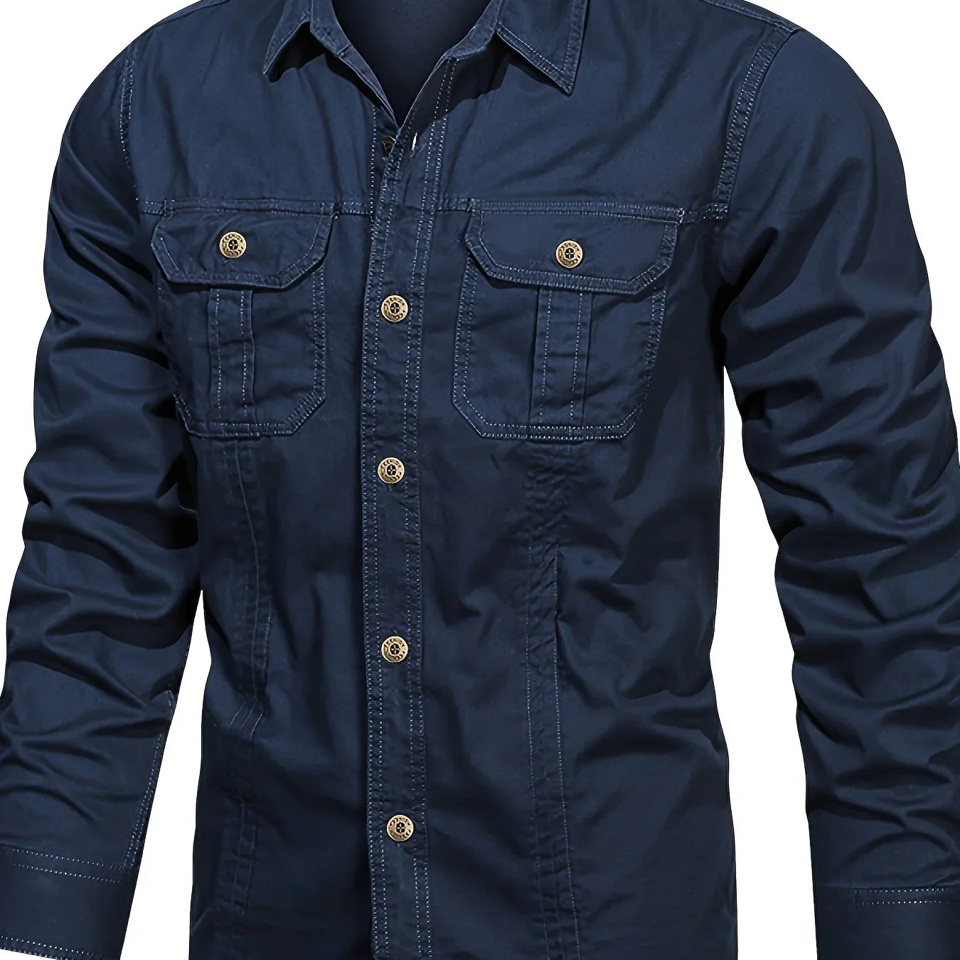 Men's Heavyweight Long Sleeve Shirt - Button-Up Formal & informal Shirt in, Classic Collar, Chest Pocket - Machine Washable Work, Outdoor, Everyday Shirt for Men - Spring/Fall Essential, Outdoor Casual Wear, Nonstretch Fabric - Image 23