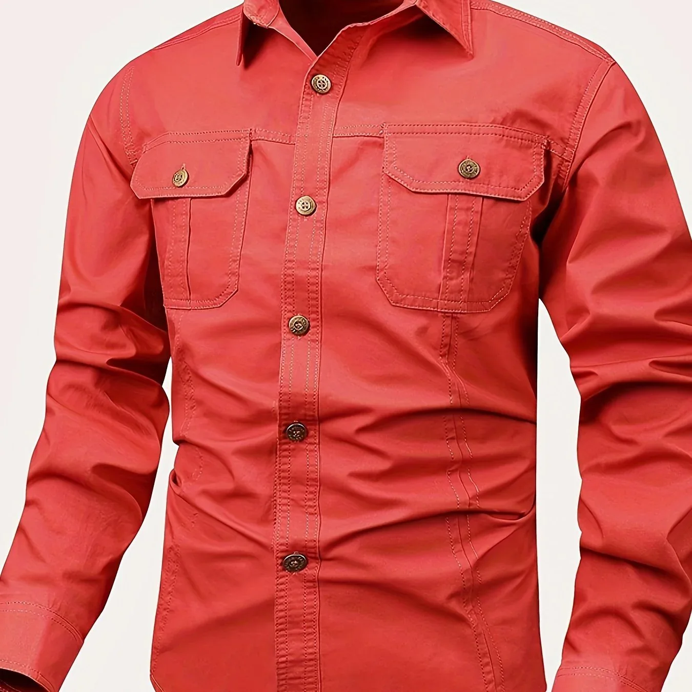 Men's Heavyweight Long Sleeve Shirt - Button-Up Formal & informal Shirt in, Classic Collar, Chest Pocket - Machine Washable Work, Outdoor, Everyday Shirt for Men - Spring/Fall Essential, Outdoor Casual Wear, Nonstretch Fabric - Image 25