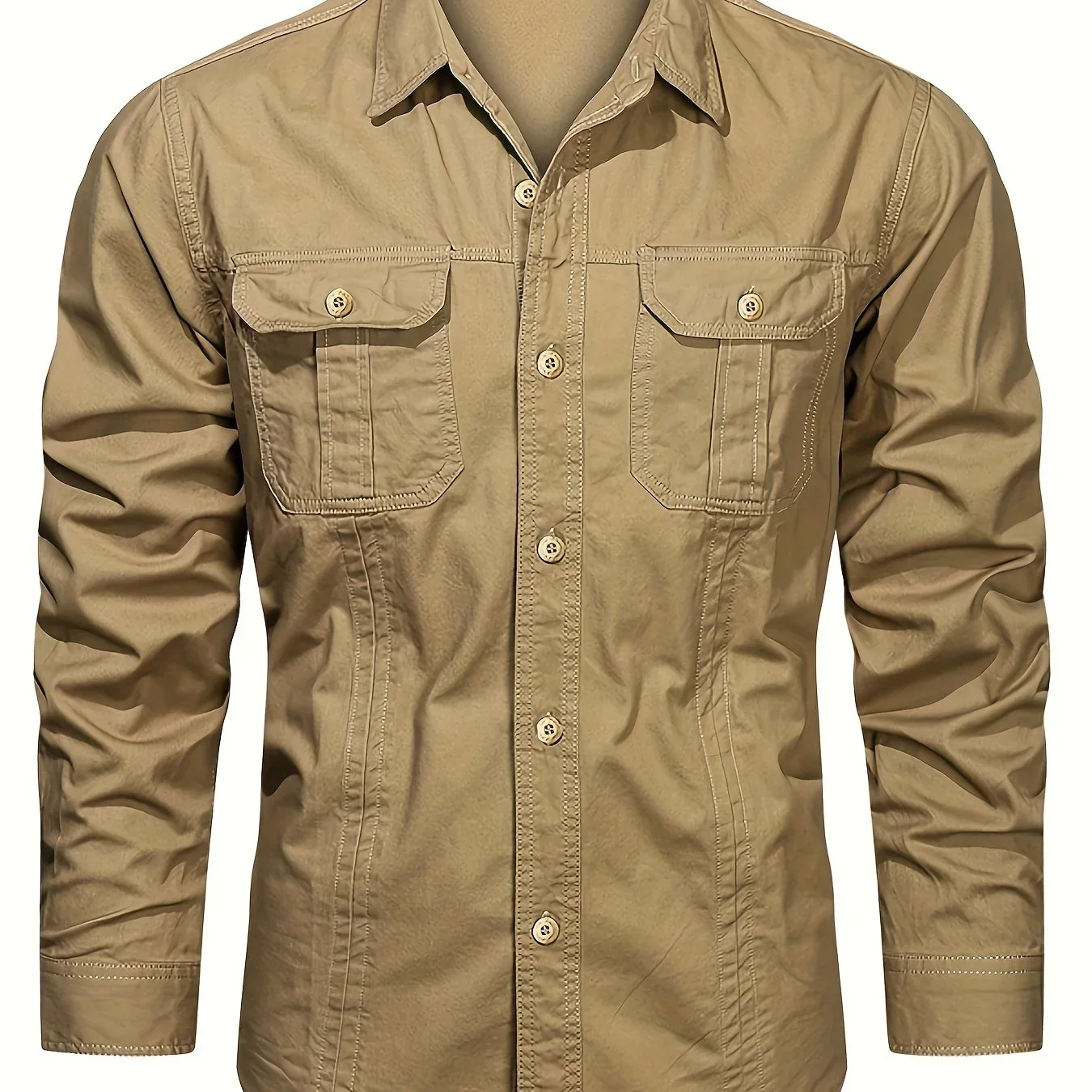 Men's Heavyweight Long Sleeve Shirt - Button-Up Formal & informal Shirt in, Classic Collar, Chest Pocket - Machine Washable Work, Outdoor, Everyday Shirt for Men - Spring/Fall Essential, Outdoor Casual Wear, Nonstretch Fabric - Image 27