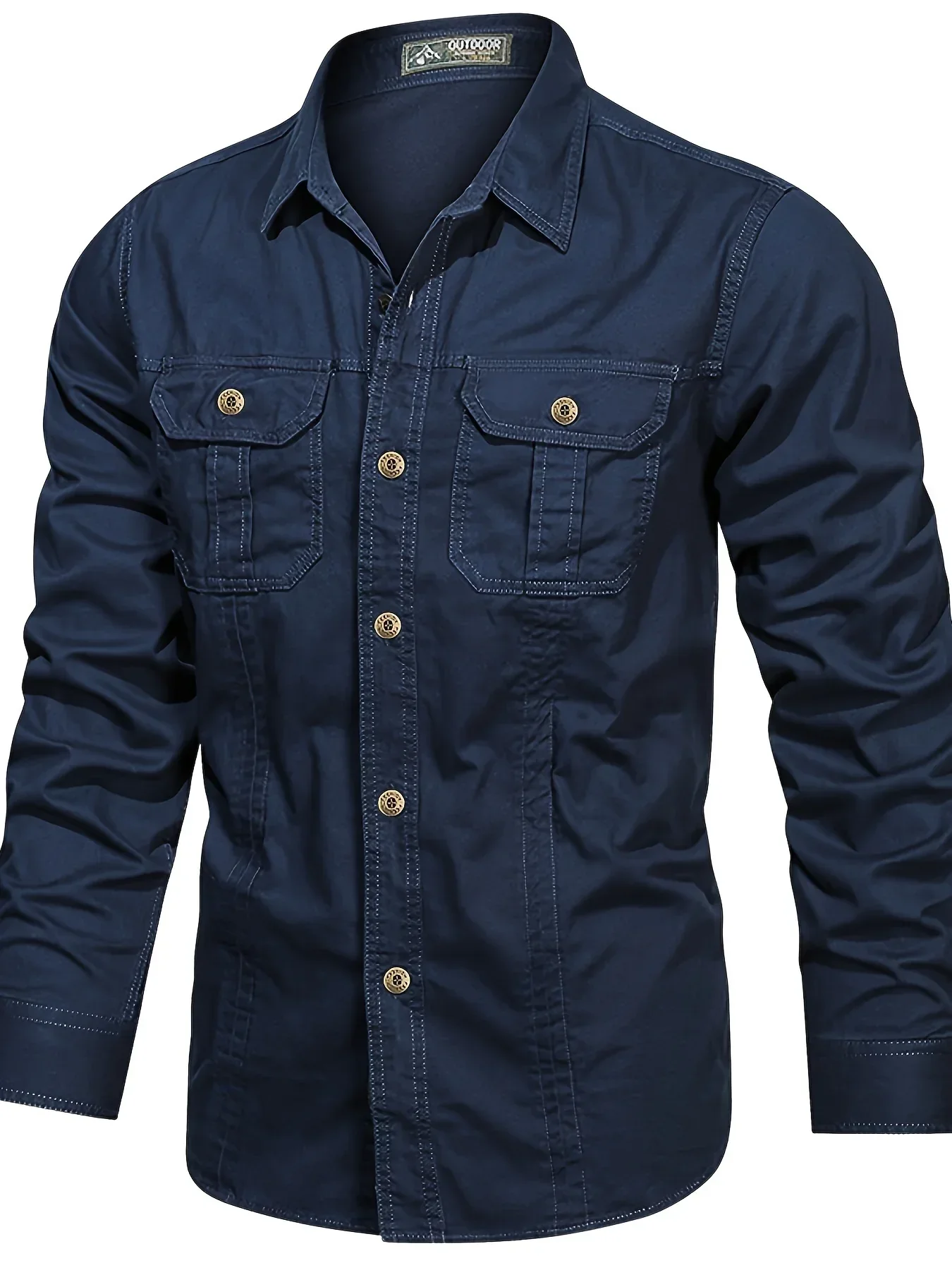 Men's Heavyweight Long Sleeve Shirt - Button-Up Formal & informal Shirt in, Classic Collar, Chest Pocket - Machine Washable Work, Outdoor, Everyday Shirt for Men - Spring/Fall Essential, Outdoor Casual Wear, Nonstretch Fabric - Image 3