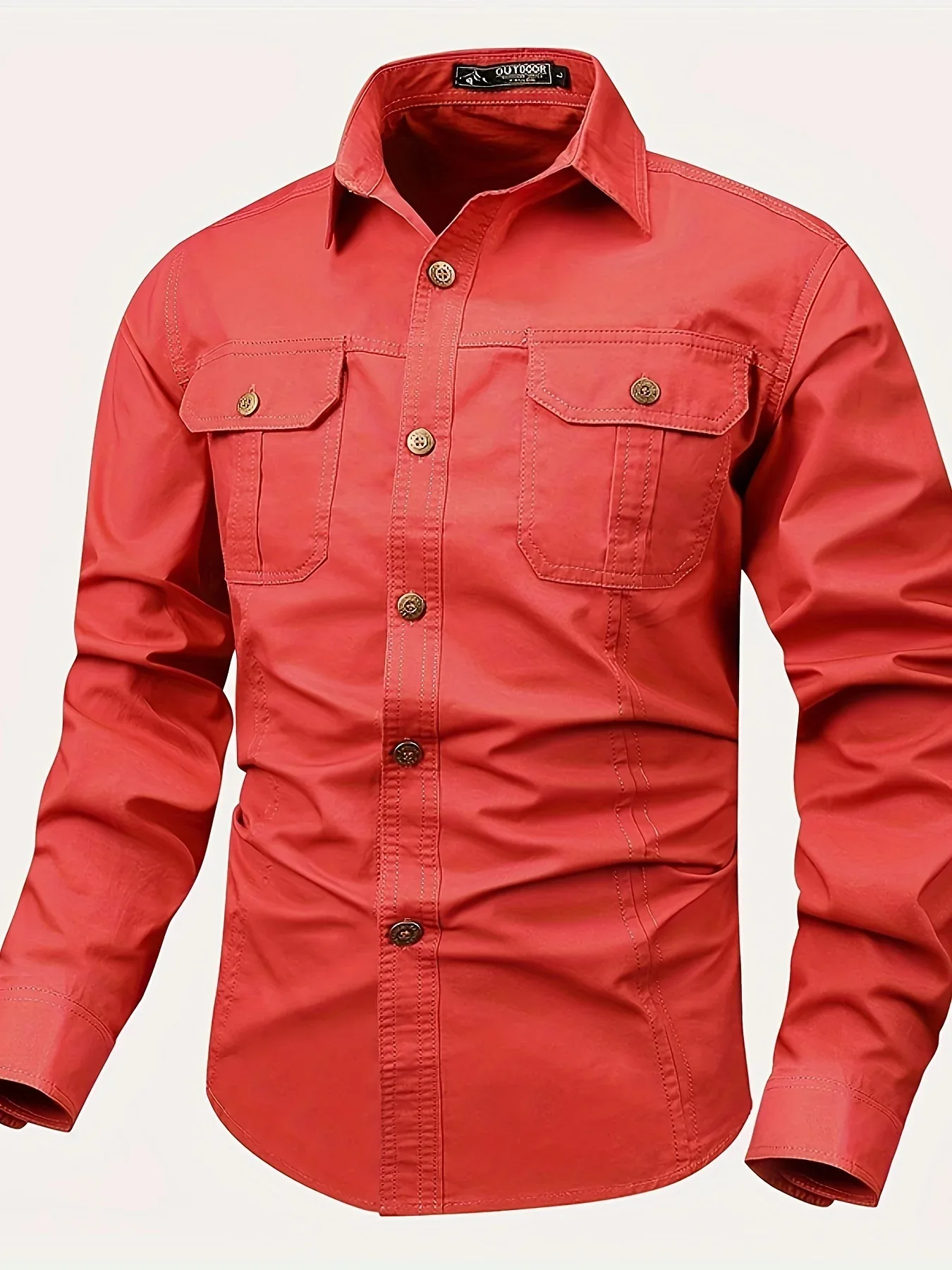 Men's Heavyweight Long Sleeve Shirt - Button-Up Formal & informal Shirt in, Classic Collar, Chest Pocket - Machine Washable Work, Outdoor, Everyday Shirt for Men - Spring/Fall Essential, Outdoor Casual Wear, Nonstretch Fabric - Image 4