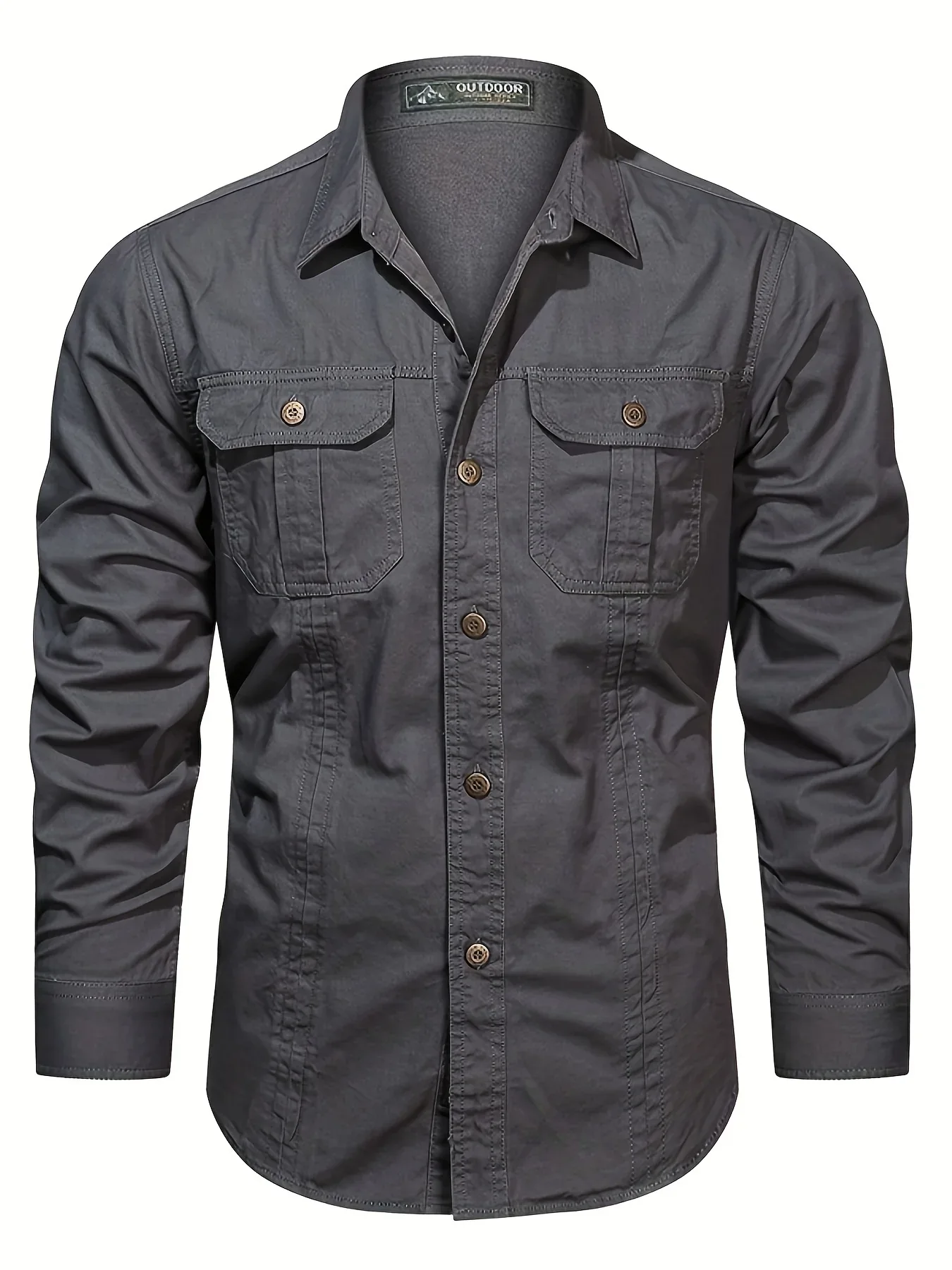 Men's Heavyweight Long Sleeve Shirt - Button-Up Formal & informal Shirt in, Classic Collar, Chest Pocket - Machine Washable Work, Outdoor, Everyday Shirt for Men - Spring/Fall Essential, Outdoor Casual Wear, Nonstretch Fabric - Image 7