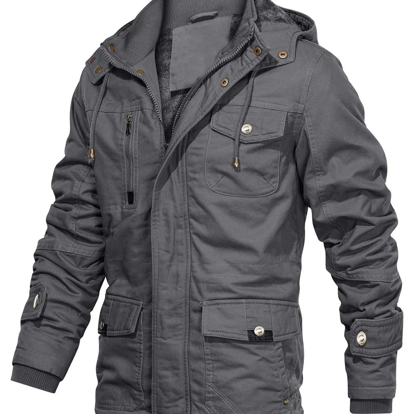 Men'S Heavyweight Winter Jacket - Thermal Insulated Cold Weather Coat with Zipper Closure, Multiple Utility Pockets - Loose Fit Military-style Outerwear for Hiking, Travel, Everyday - Black (Non-Stretch Polyester Construction - Image 11