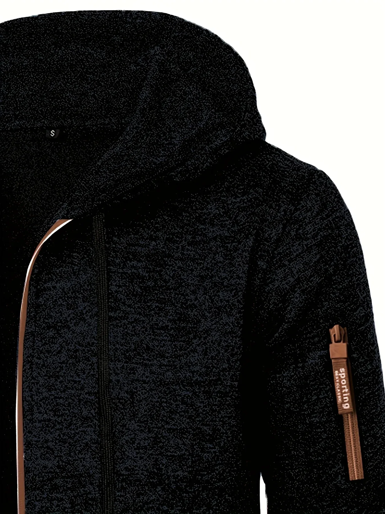 Men'S Hooded Zip-Up Sweater Jacket - Long Sleeve Thin Fleece-Lined Casual Outerwear with Front Pockets, Solid Black, Regular Fit for Fall & Winter, Autumn Winter Apparel | Hooded Sweater | Zippered Jacket, Knit, Men Hoodie Zi - Image 15