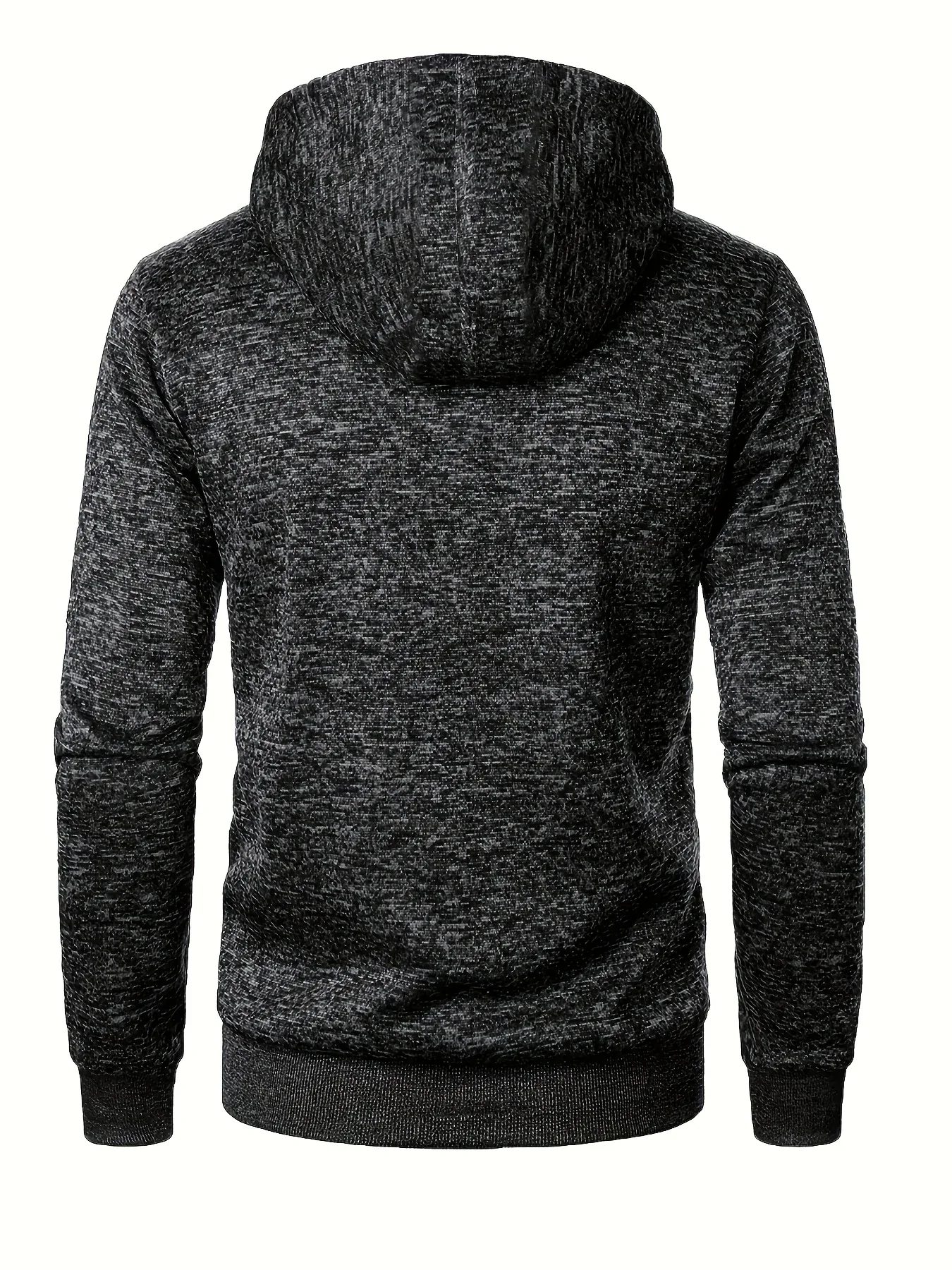 Men'S Hooded Zip-Up Sweater Jacket - Long Sleeve Thin Fleece-Lined Casual Outerwear with Front Pockets, Solid Black, Regular Fit for Fall & Winter, Autumn Winter Apparel | Hooded Sweater | Zippered Jacket, Knit, Men Hoodie Zi - Image 17