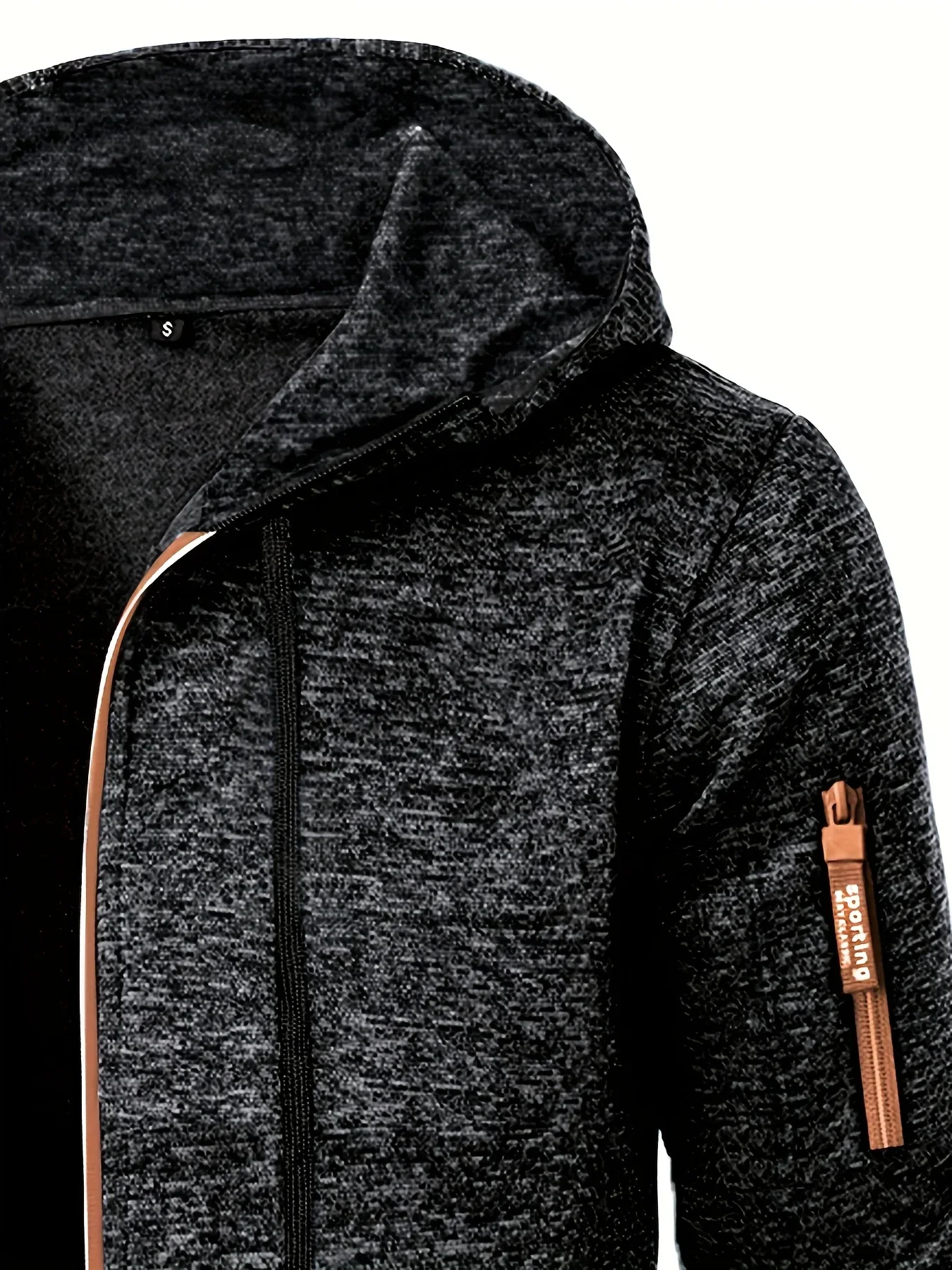 Men'S Hooded Zip-Up Sweater Jacket - Long Sleeve Thin Fleece-Lined Casual Outerwear with Front Pockets, Solid Black, Regular Fit for Fall & Winter, Autumn Winter Apparel | Hooded Sweater | Zippered Jacket, Knit, Men Hoodie Zi - Image 18