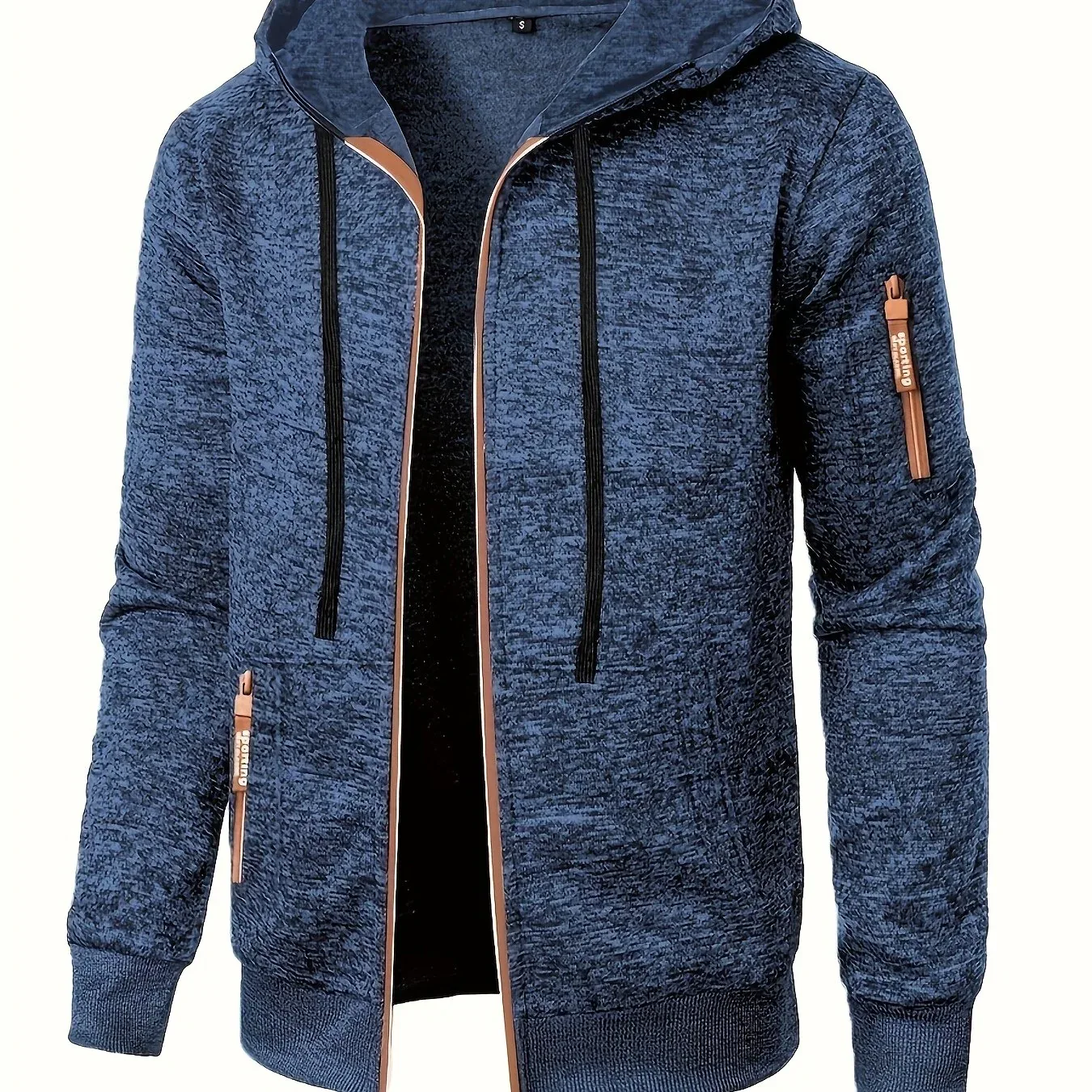 Men'S Hooded Zip-Up Sweater Jacket - Long Sleeve Thin Fleece-Lined Casual Outerwear with Front Pockets, Solid Black, Regular Fit for Fall & Winter, Autumn Winter Apparel | Hooded Sweater | Zippered Jacket, Knit, Men Hoodie Zi - Image 25