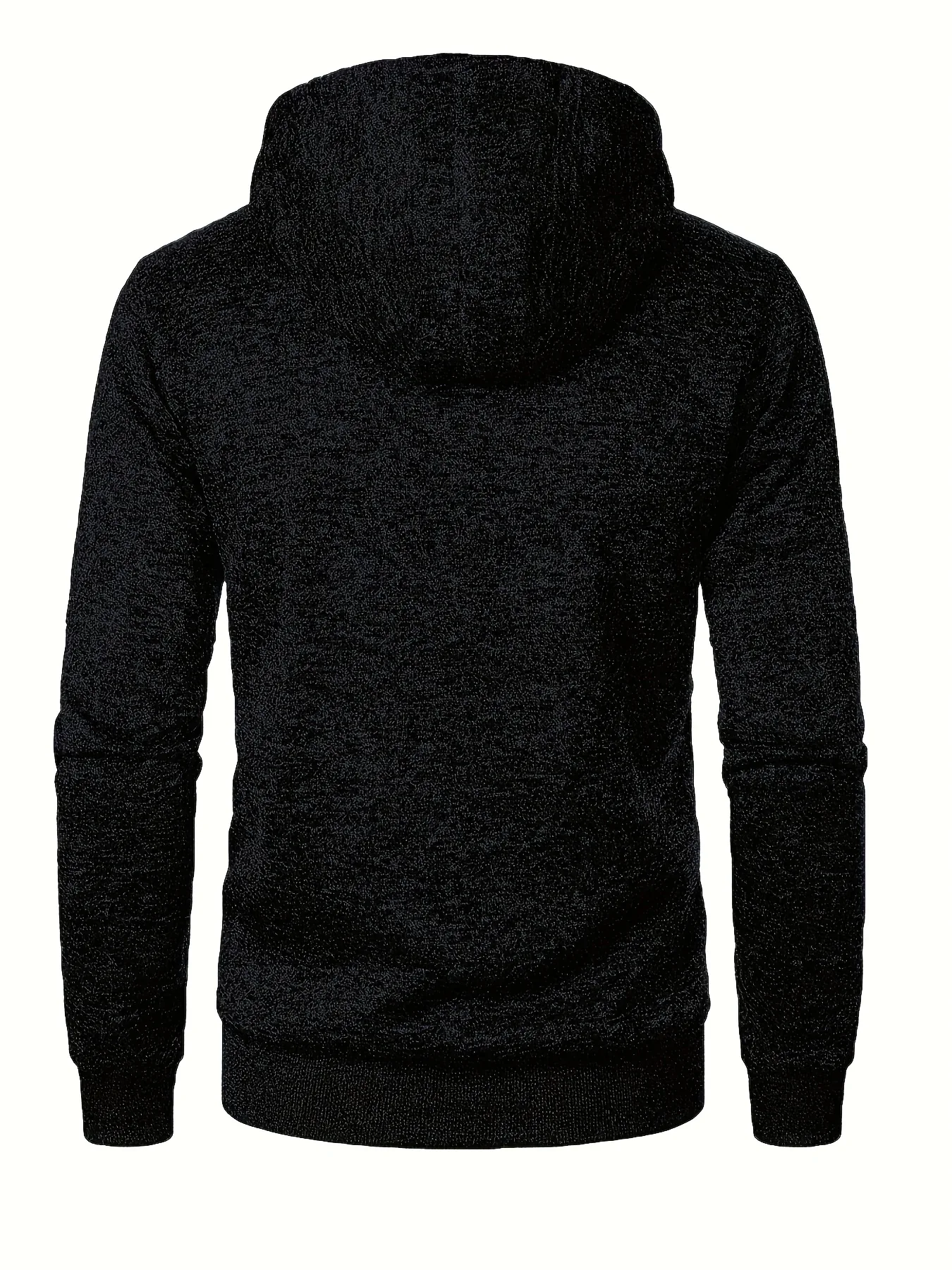 Men'S Hooded Zip-Up Sweater Jacket - Long Sleeve Thin Fleece-Lined Casual Outerwear with Front Pockets, Solid Black, Regular Fit for Fall & Winter, Autumn Winter Apparel | Hooded Sweater | Zippered Jacket, Knit, Men Hoodie Zi - Image 9
