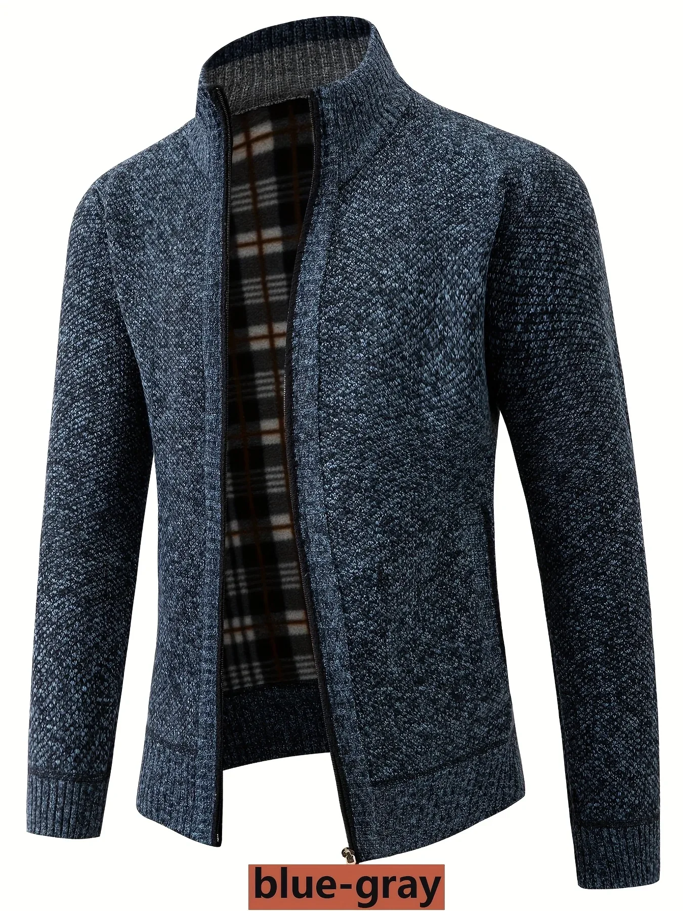 Men'S Knitted Cardigan Sweater | High Neck, Long Sleeve, Rib-Knit, All-Season, Casual Style