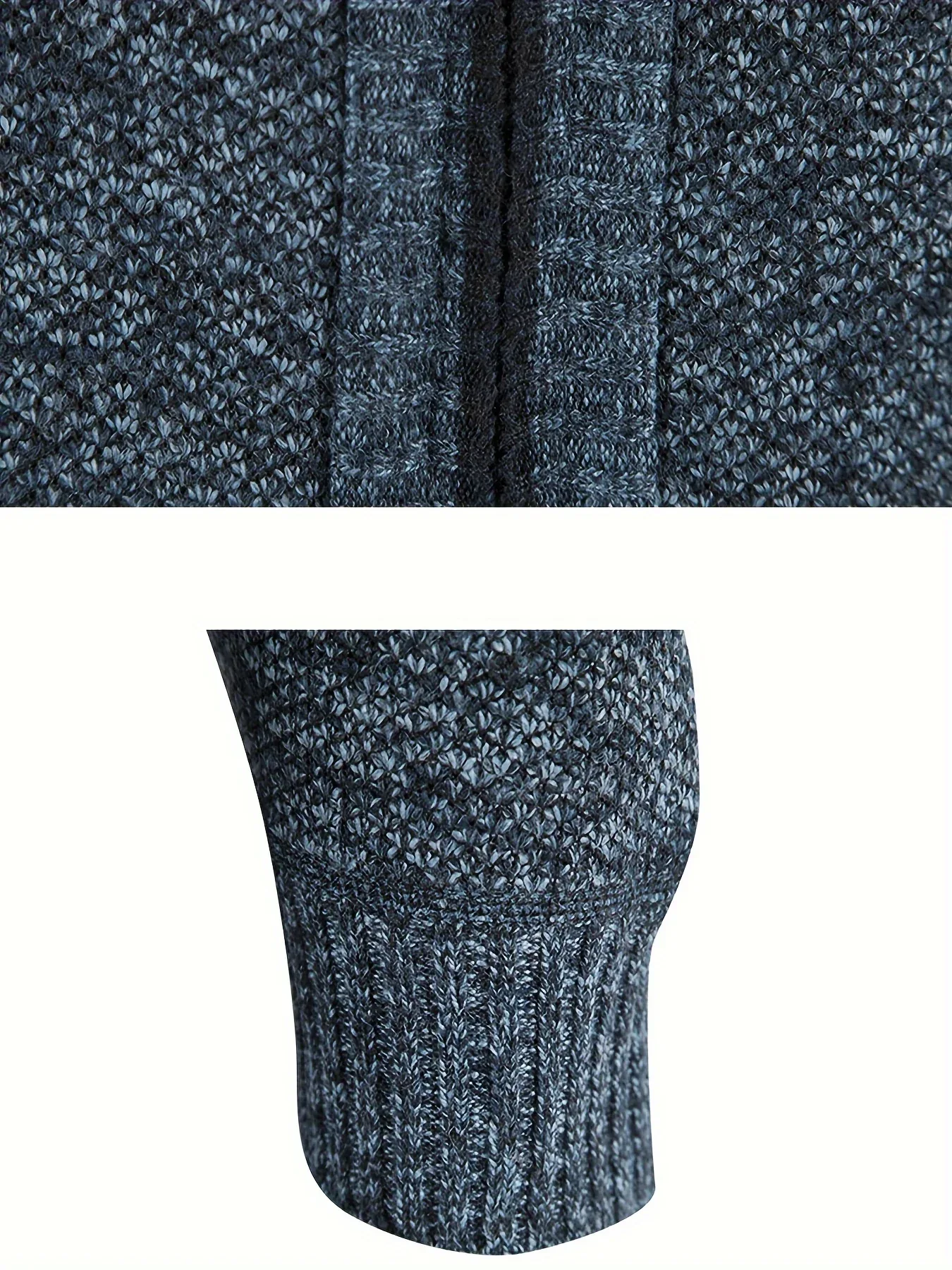 Men'S Knitted Cardigan Sweater | High Neck, Long Sleeve, Rib-Knit, All-Season, Casual Style - Image 10