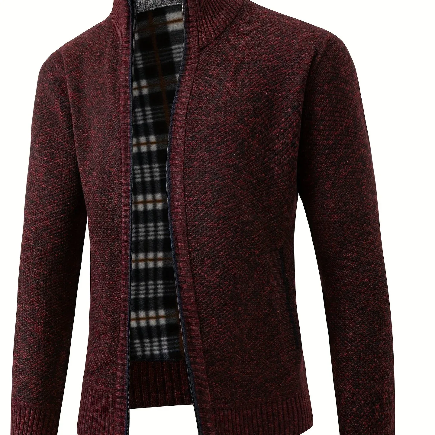 Men'S Knitted Cardigan Sweater | High Neck, Long Sleeve, Rib-Knit, All-Season, Casual Style - Image 15