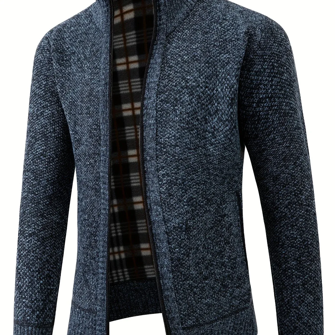 Men'S Knitted Cardigan Sweater | High Neck, Long Sleeve, Rib-Knit, All-Season, Casual Style - Image 16