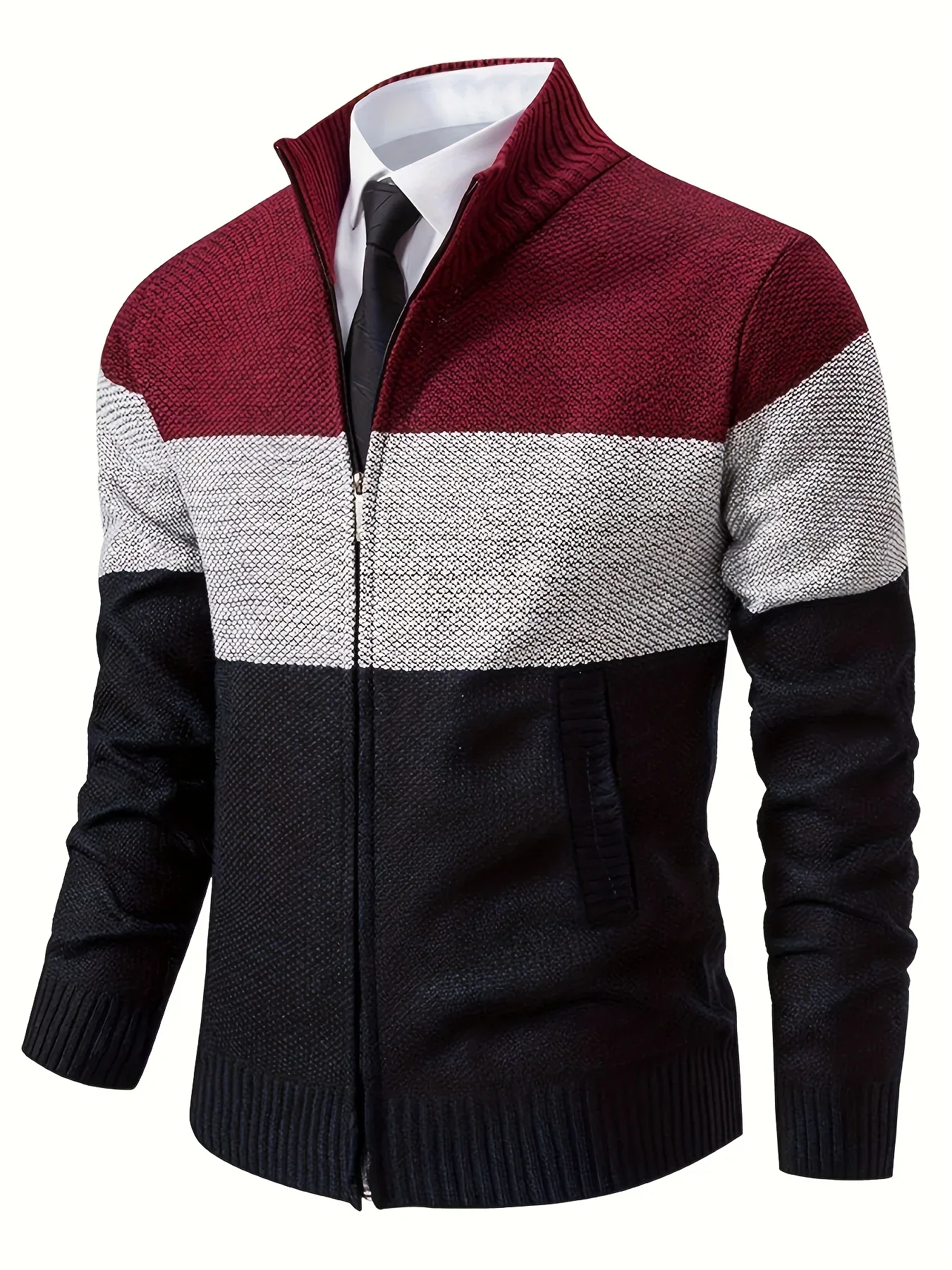Men'S Knitted Cardigan with a Stand-Up Collar, a Casual And Stylish Outerwear.