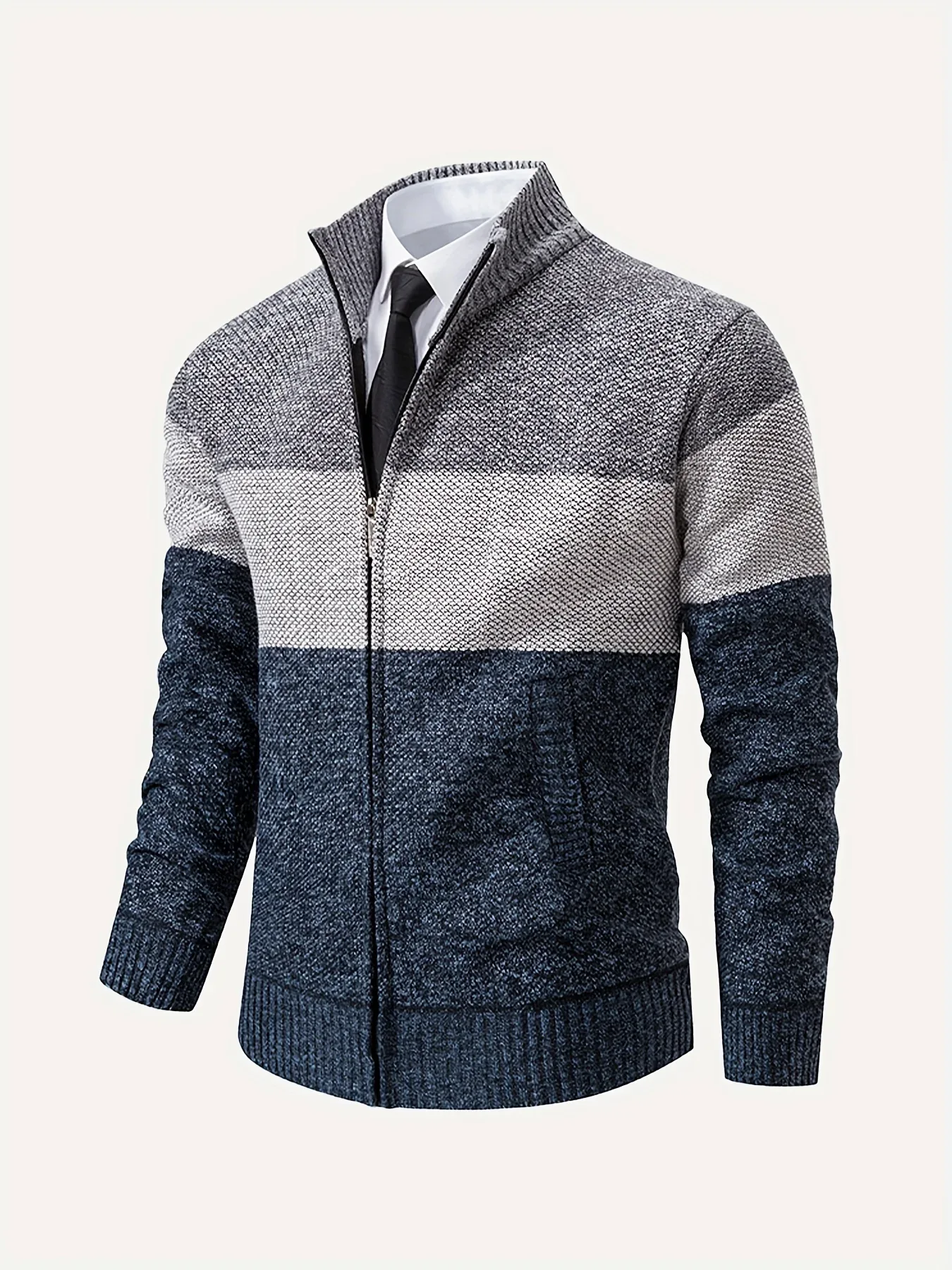 Men'S Knitted Cardigan with a Stand-Up Collar, a Casual And Stylish Outerwear. - Image 2