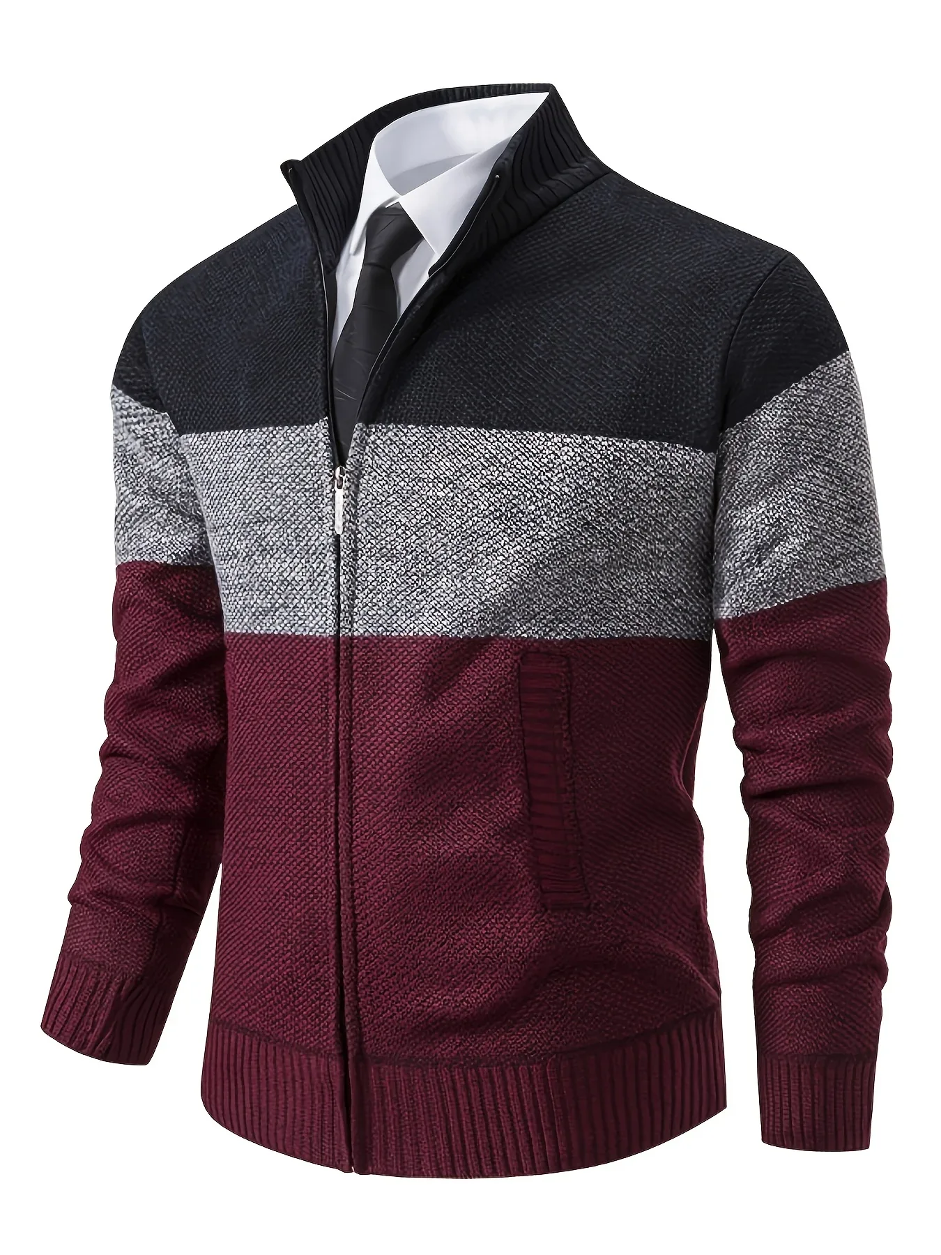 Men'S Knitted Cardigan with a Stand-Up Collar, a Casual And Stylish Outerwear. - Image 3
