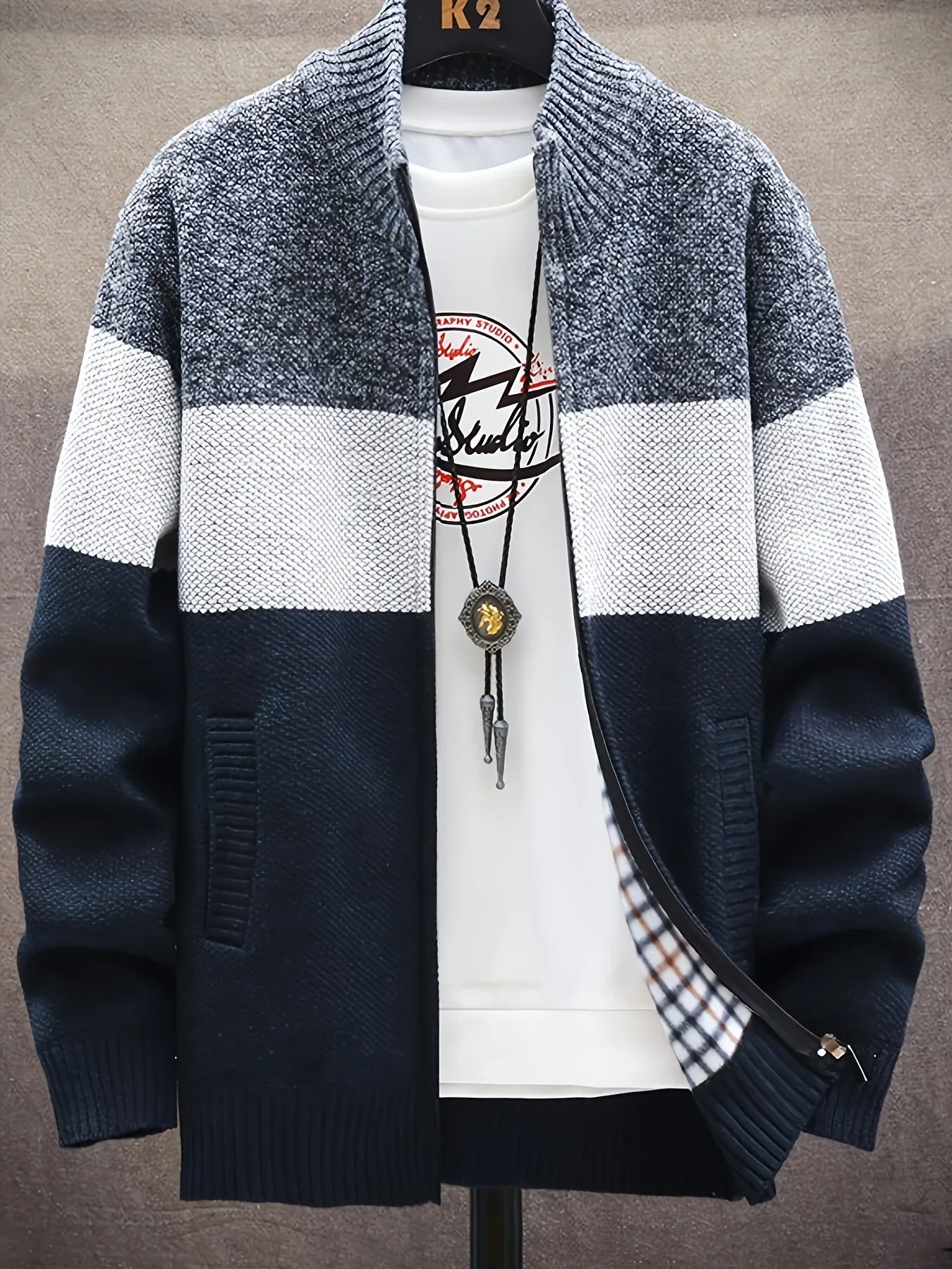 Men'S Knitted Cardigan with a Stand-Up Collar, a Casual And Stylish Outerwear. - Image 6