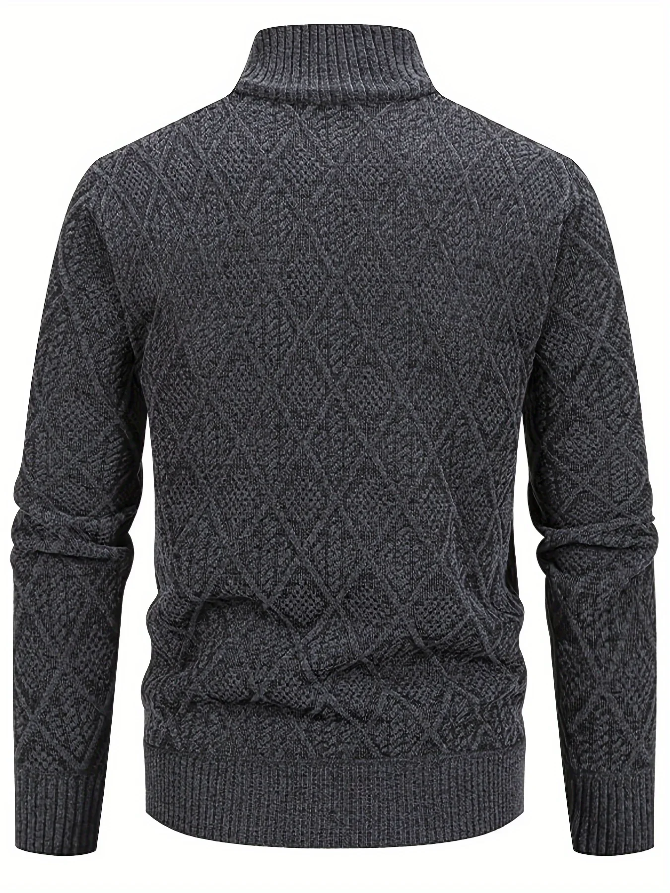 Men's Knitted Sweater Korean Style Autumn and Winter Trendy Casual Stand Collar Cardigan Jacket for Men, Comfortable and Versatile Rhombus Pattern - Image 7