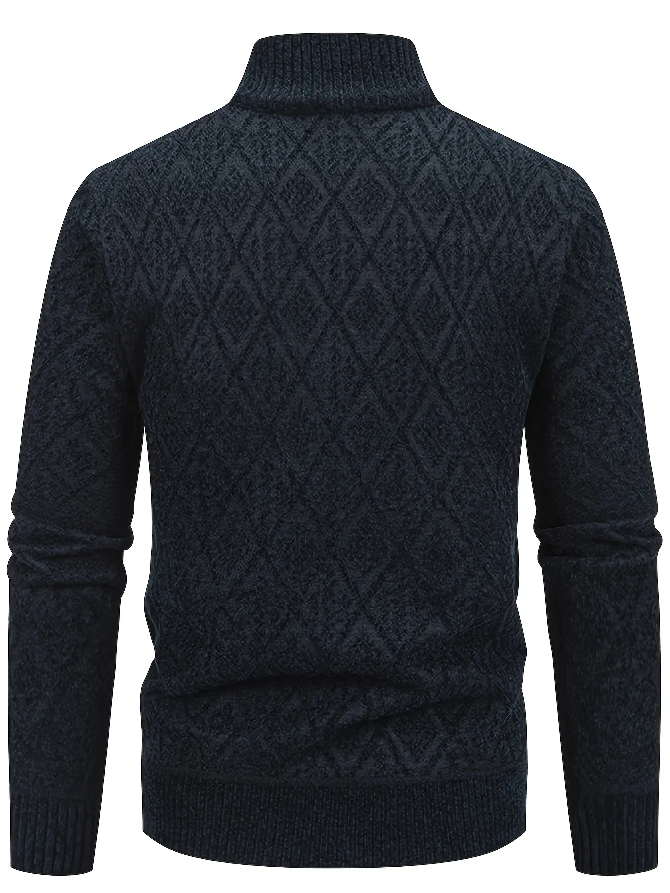 Men's Knitted Sweater Korean Style Autumn and Winter Trendy Casual Stand Collar Cardigan Jacket for Men, Comfortable and Versatile Rhombus Pattern - Image 9