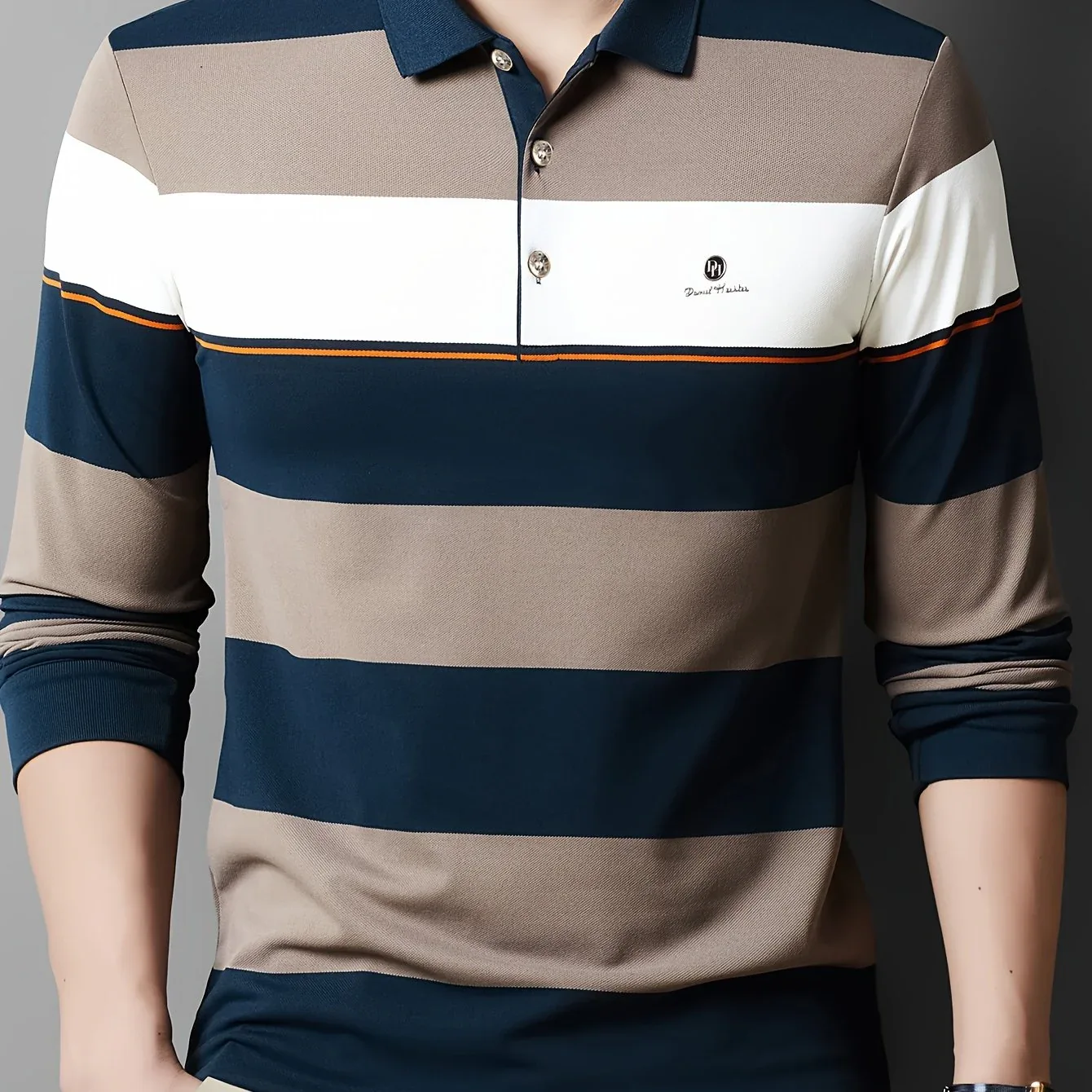 Men'S Long Sleeve Shirt - Formal & Casual Button-Up Shirt with Dark Green & Beige Horizontal Stripes, Button-Front Placket, Non-Stretch Fabric for Office, Golf, Casual Attire - Spring/Fall Wardrobe Essential, Spring Fashion, - Image 11