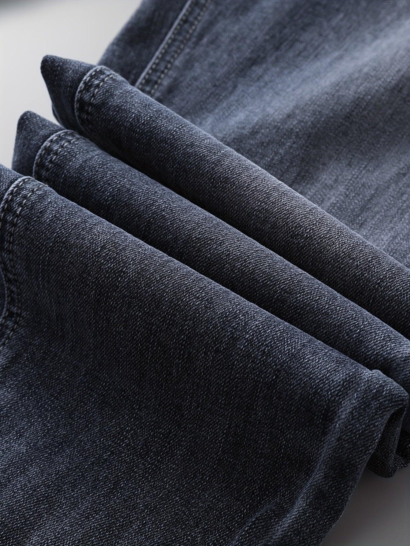 Men's Skinny Jeans - Stretch Non-See-Through Slim Fit Pants with Dark Blue-Gray Washed Look, Machine Washable for Business Casual & Casual Attire - Fall/Winter Season (Adult Men) - Image 3