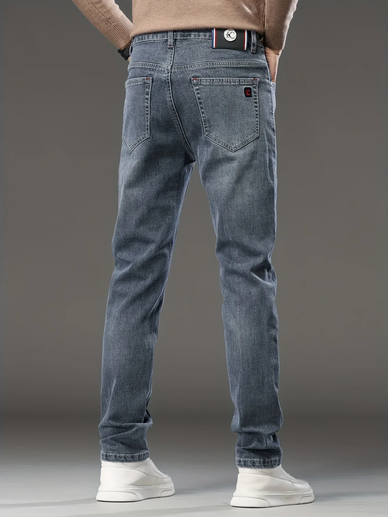 Men's Skinny Jeans - Stretch Non-See-Through Slim Fit Pants with Dark Blue-Gray Washed Look, Machine Washable for Business Casual & Casual Attire - Fall/Winter Season (Adult Men) - Image 6