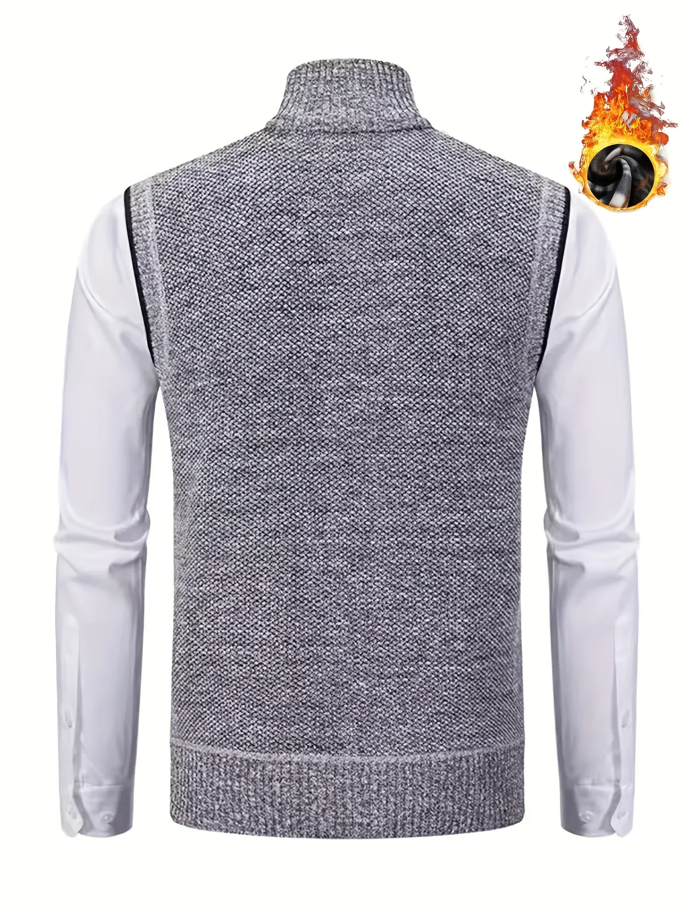 Men's Sleeveless Zip-Front Vest Jacket - Elegant Short-Sleeve Blazer with Collar & Real Pockets, Machine Washable Tailored Fit for Office, Semi-Formal & Casual Wear - Coat (No Belt Required) - Image 8
