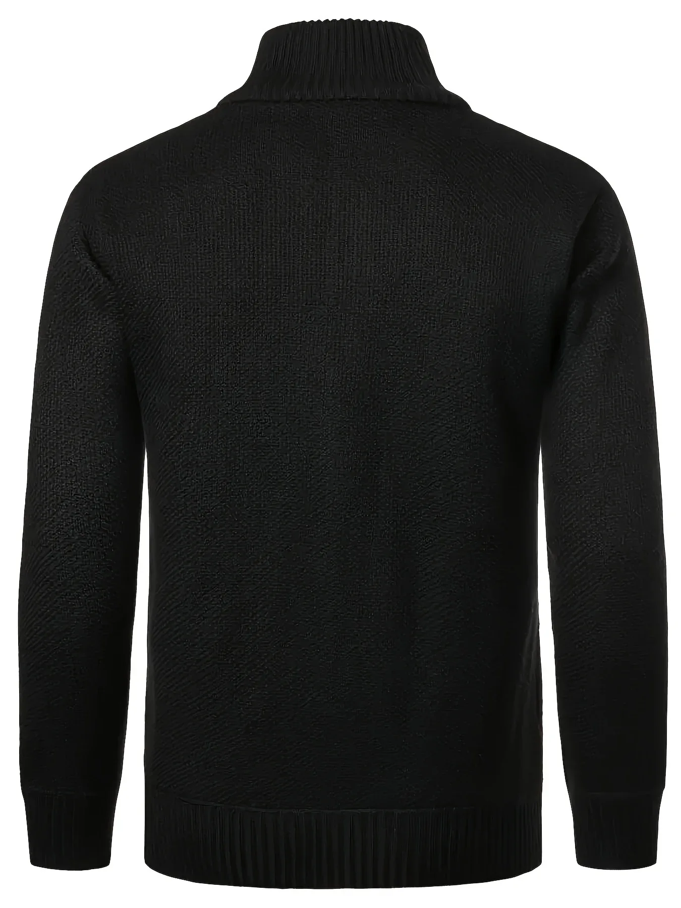 Men'S Thick Fleece Zip-Up Cardigan - Casual Long Sleeve Knit Sweater with Stand Collar, Solid Color, Regular Fit for Fall/Winter, Comfortable Layering Piece, Winter Cardigan, Autumn Outerwear, Modern Casualwear, Durable Fabri - Image 7