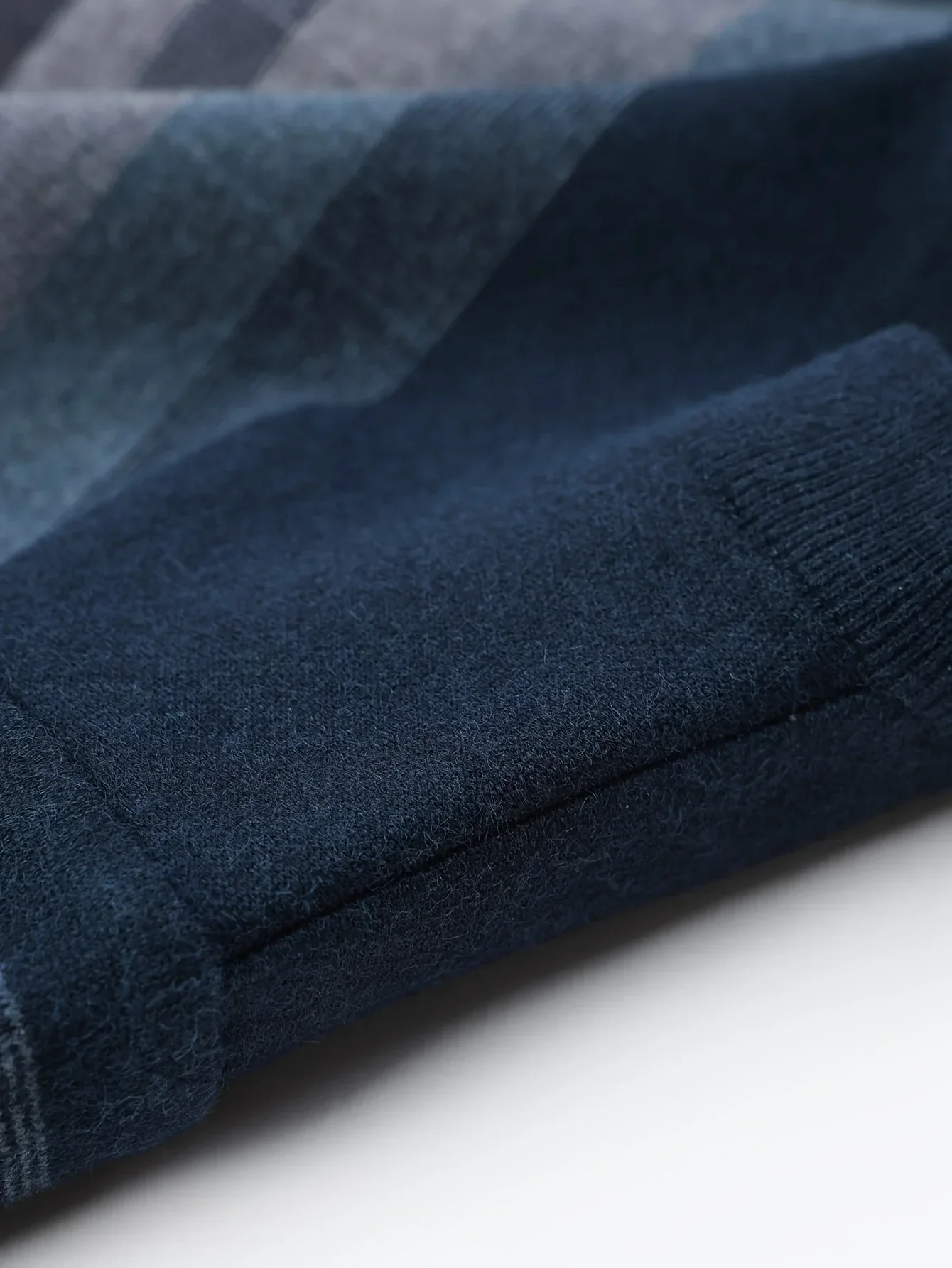 Men'S Thickened Sweater - Navy Blue & Gray Horizontal Stripes, Long Sleeve Round Neck Pullover for Fall/Winter, Casual & Formal Outfits - Everyday & Special Occasion Top, Knit - Image 9