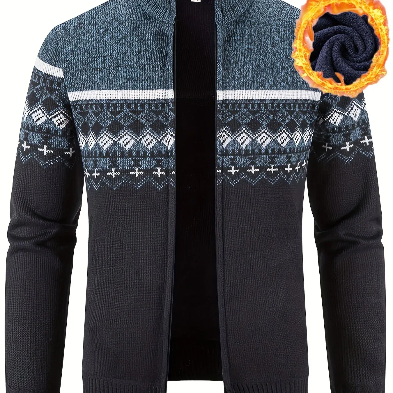 Men'S Thickened Winter Cardigan - Heavyweight Cold Weather Jacket with Stand Collar, Long Sleeve Coat for Formal & Everyday Outfits - Fall/Winter Outerwear in Navy - Image 20