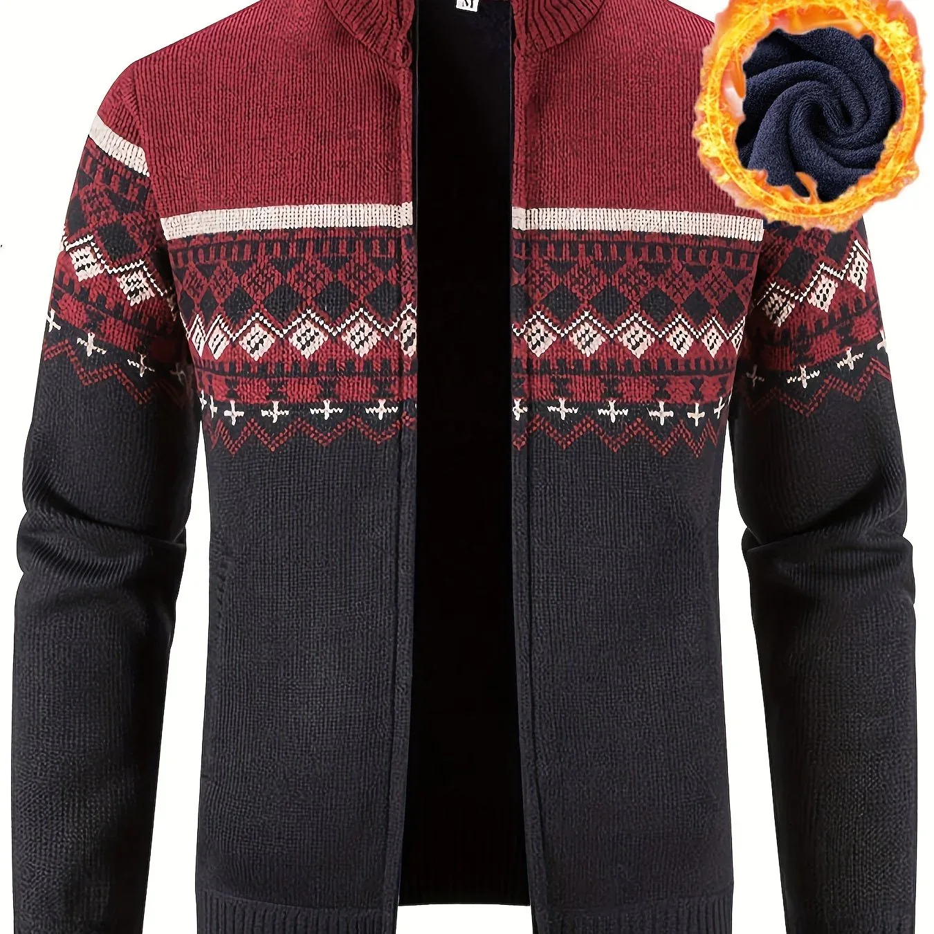 Men'S Thickened Winter Cardigan - Heavyweight Cold Weather Jacket with Stand Collar, Long Sleeve Coat for Formal & Everyday Outfits - Fall/Winter Outerwear in Navy - Image 21