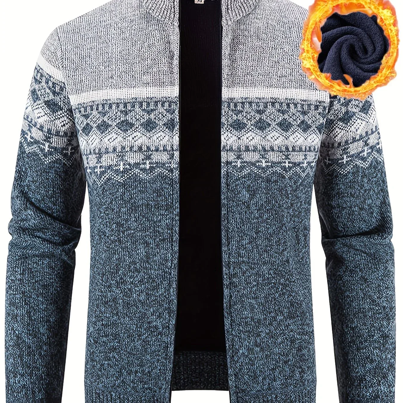 Men'S Thickened Winter Cardigan - Heavyweight Cold Weather Jacket with Stand Collar, Long Sleeve Coat for Formal & Everyday Outfits - Fall/Winter Outerwear in Navy - Image 22