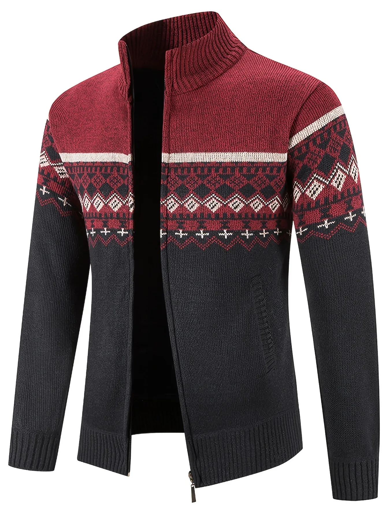 Men'S Thickened Winter Cardigan - Heavyweight Cold Weather Jacket with Stand Collar, Long Sleeve Coat for Formal & Everyday Outfits - Fall/Winter Outerwear in Navy - Image 9