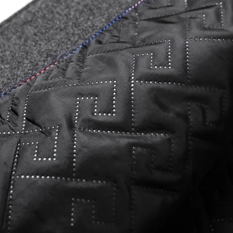 Men's Tweed Jacket with Stand Collar - Winter Warm Casual Coat, Single-Breasted Button Front & Pockets, Solid Color Tweed Fabric (Hand Washable) for Outdoor, Office, Smart-Casual - Versatile Cold-Weather Outerwear - Image 12