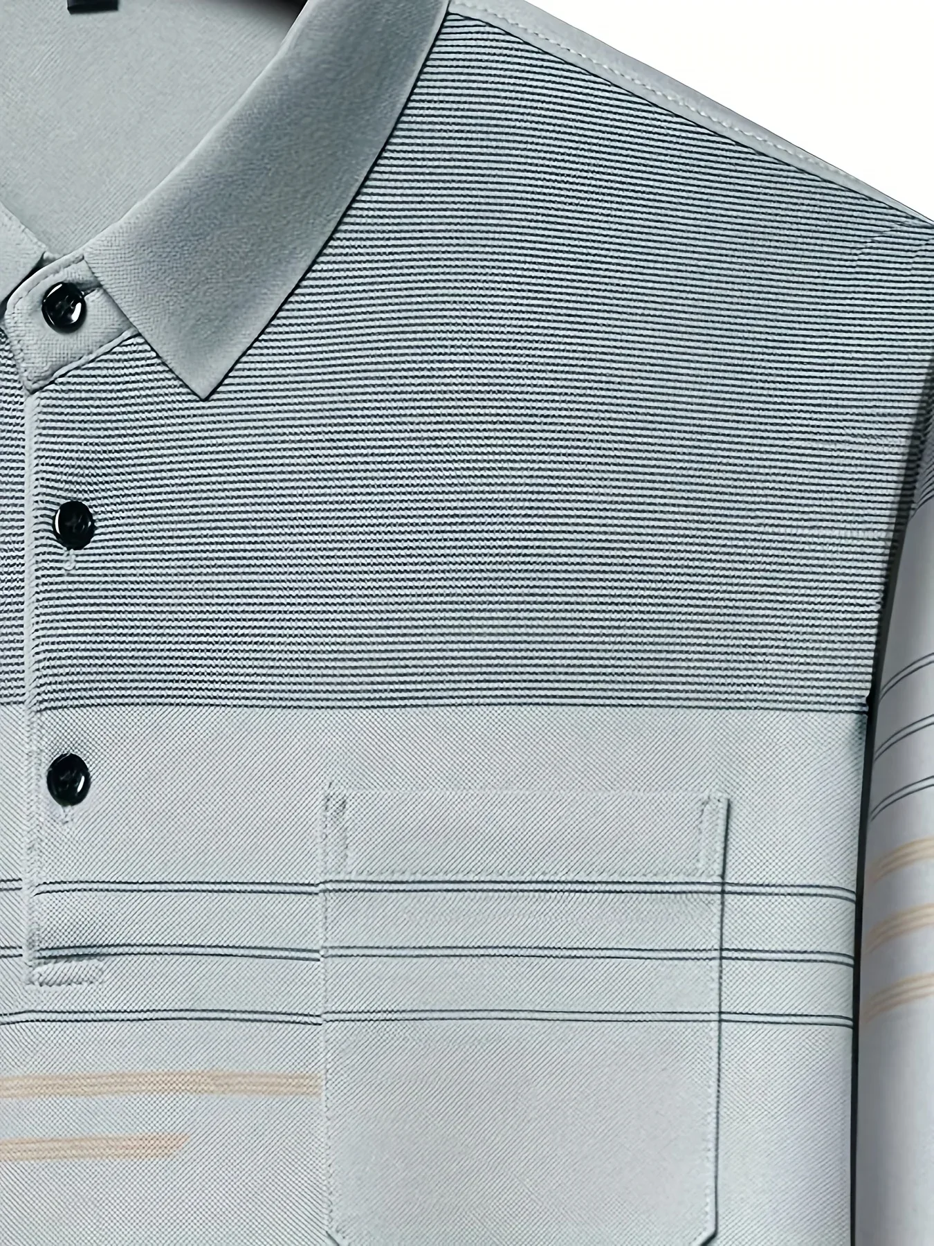 Men's Vintage-Inspired Striped Shirt with Chest Pocket - Breathable, Long Sleeve, Button Detail for Golf & Outdoor Activities - Image 13